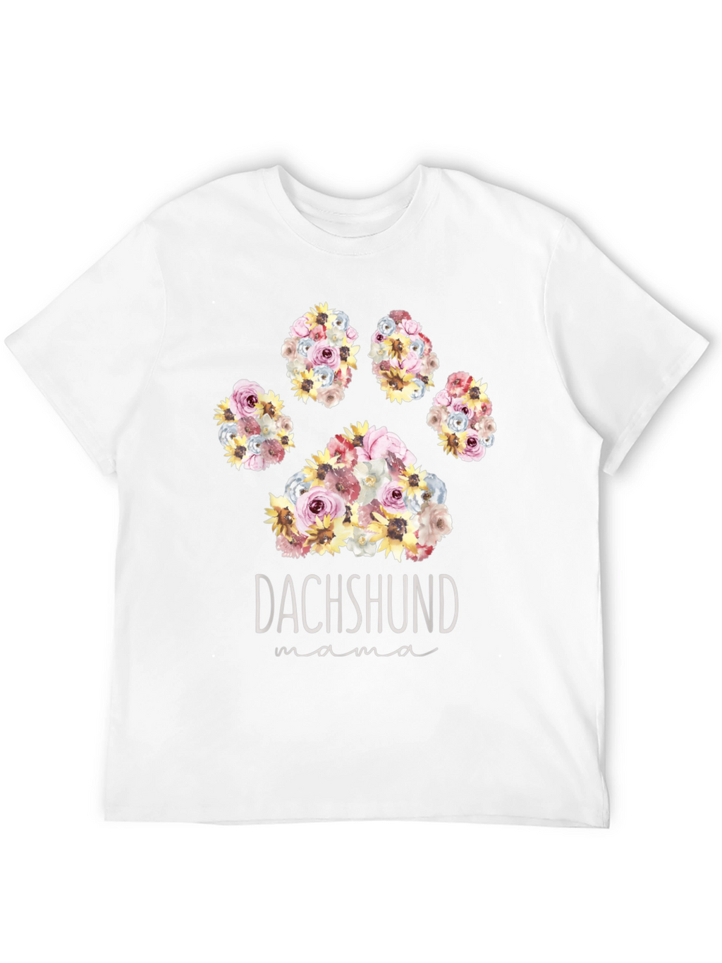Dachshund Mama Floral Paw Print T-Shirt