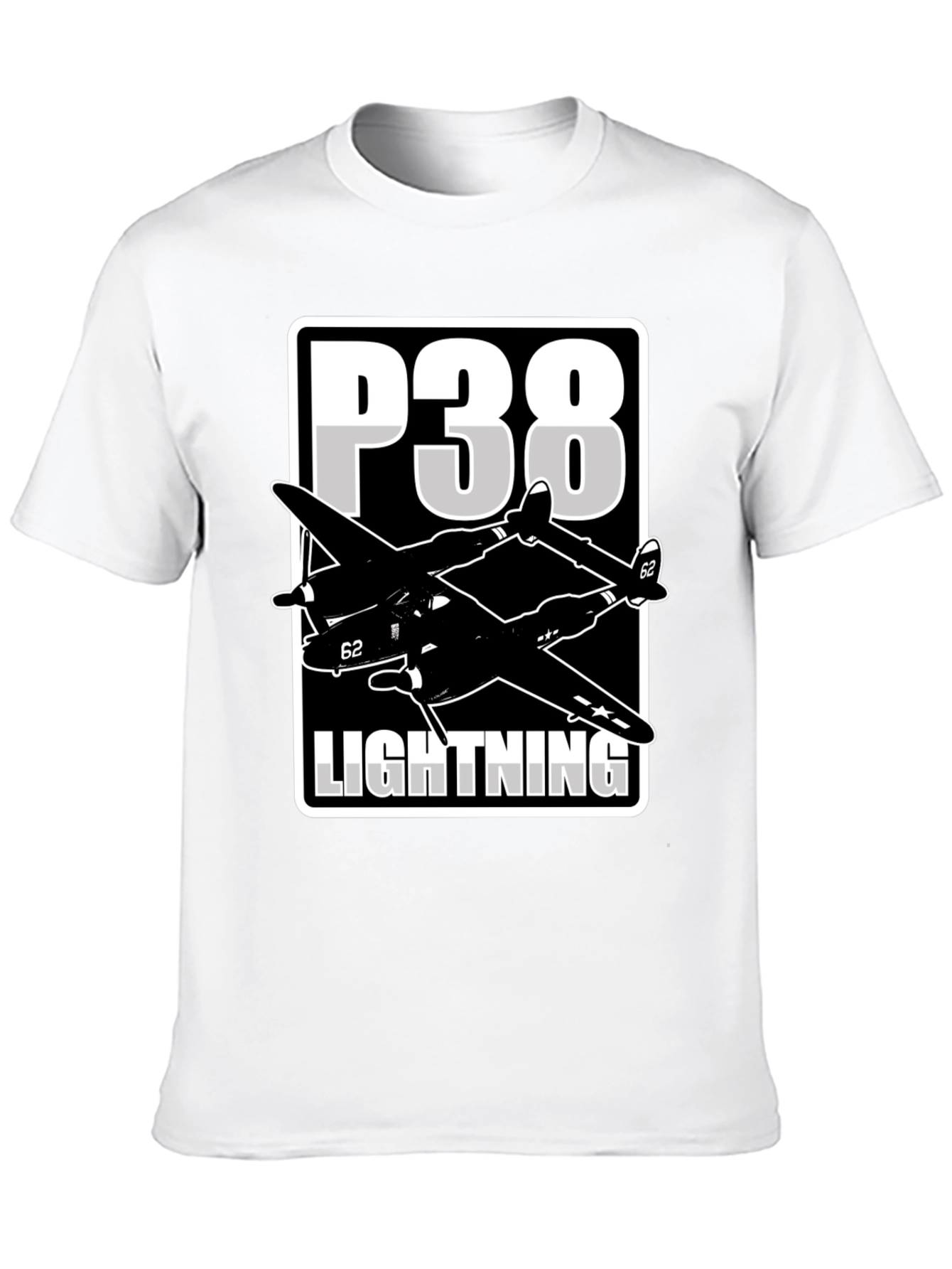 P-38 Lightning Graphic Tee - Classic Airplane Design