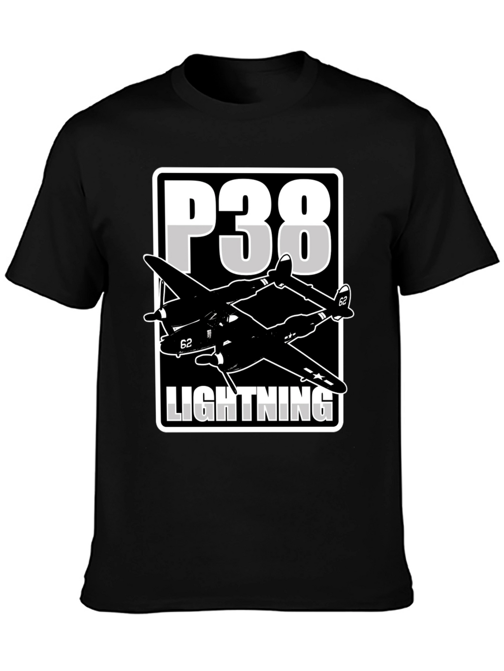 P-38 Lightning Graphic Tee - Classic Airplane Design