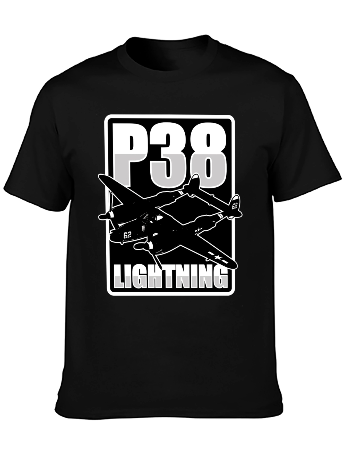 P-38 Lightning Graphic Tee - Classic Airplane Design