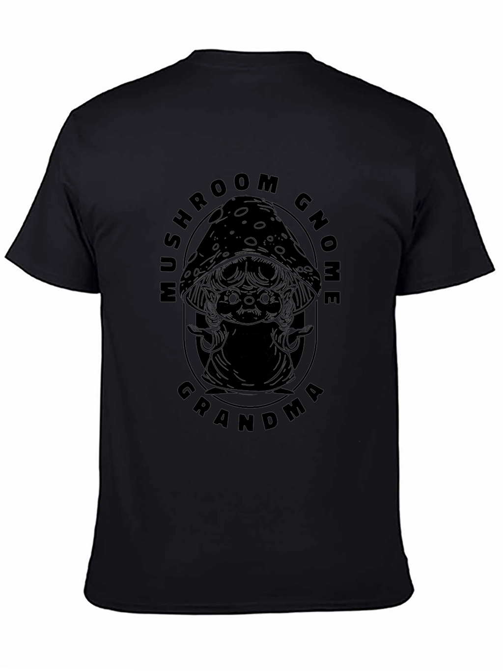 Mushroom Gnome Grandma Black Graphic Tee