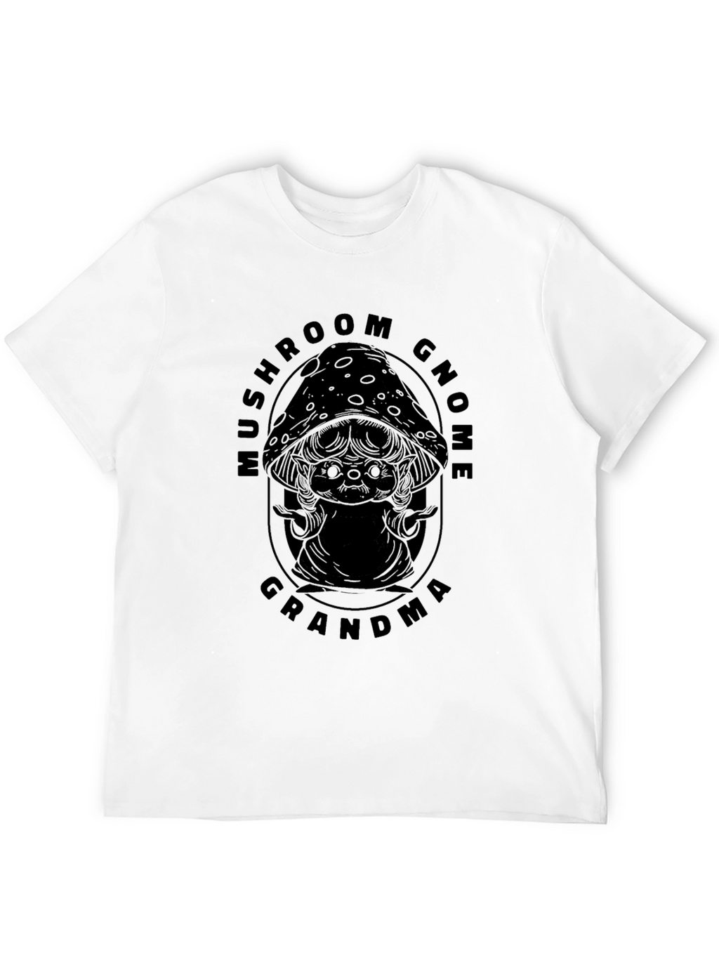 Mushroom Gnome Grandma Black Graphic Tee