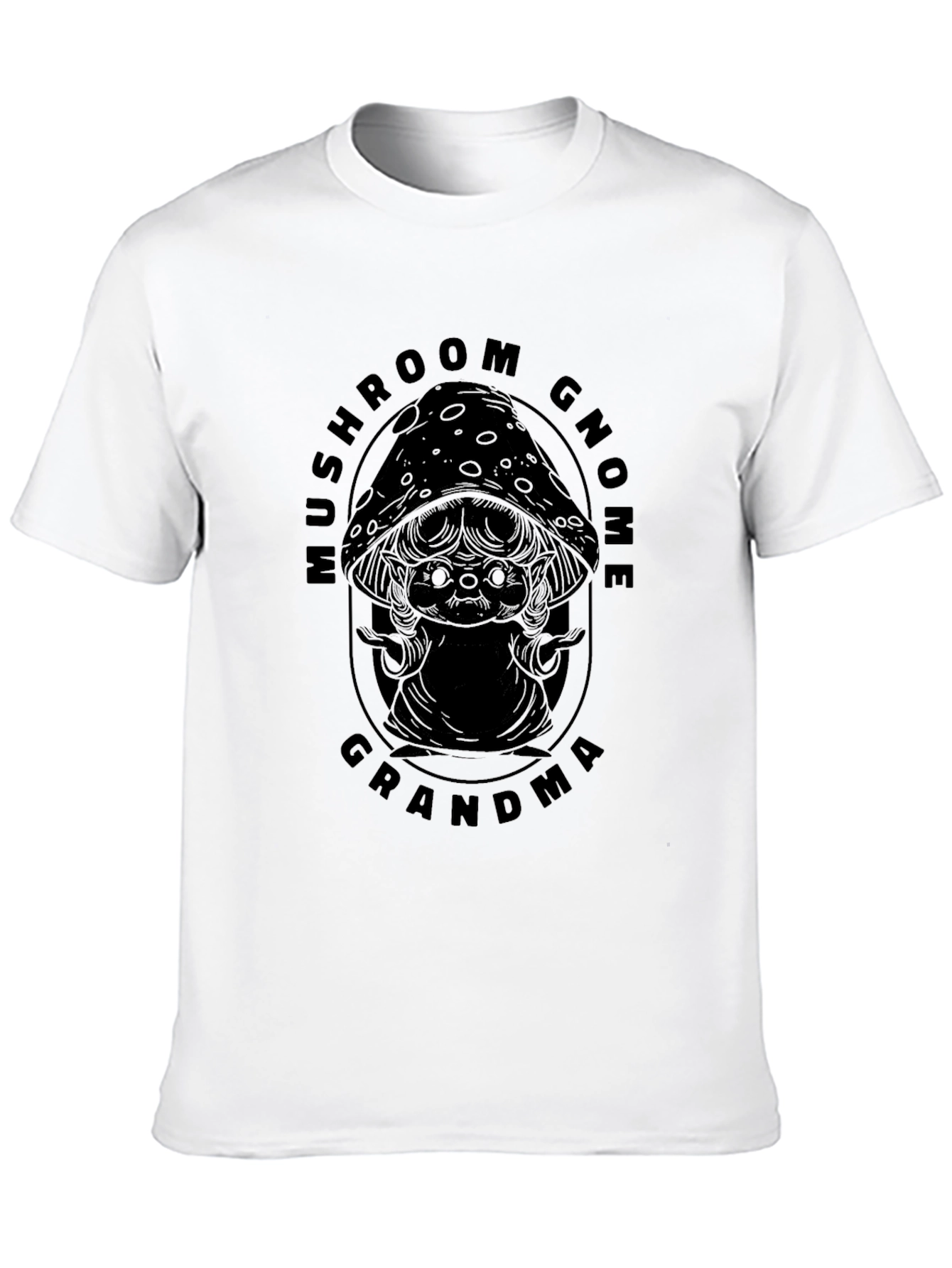 Mushroom Gnome Grandma Black Graphic Tee