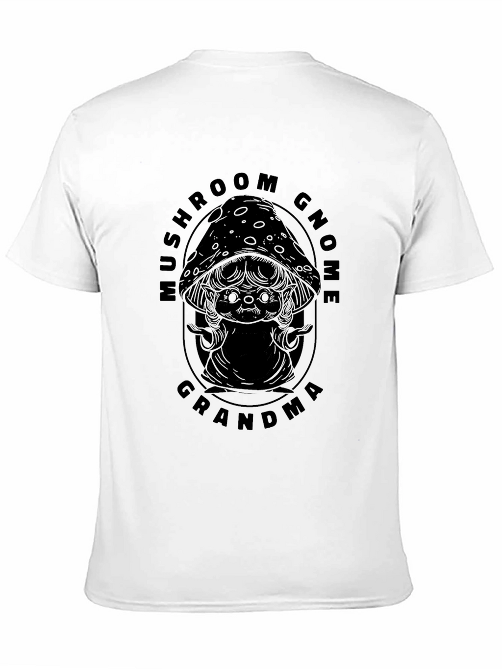 Mushroom Gnome Grandma Black Graphic Tee