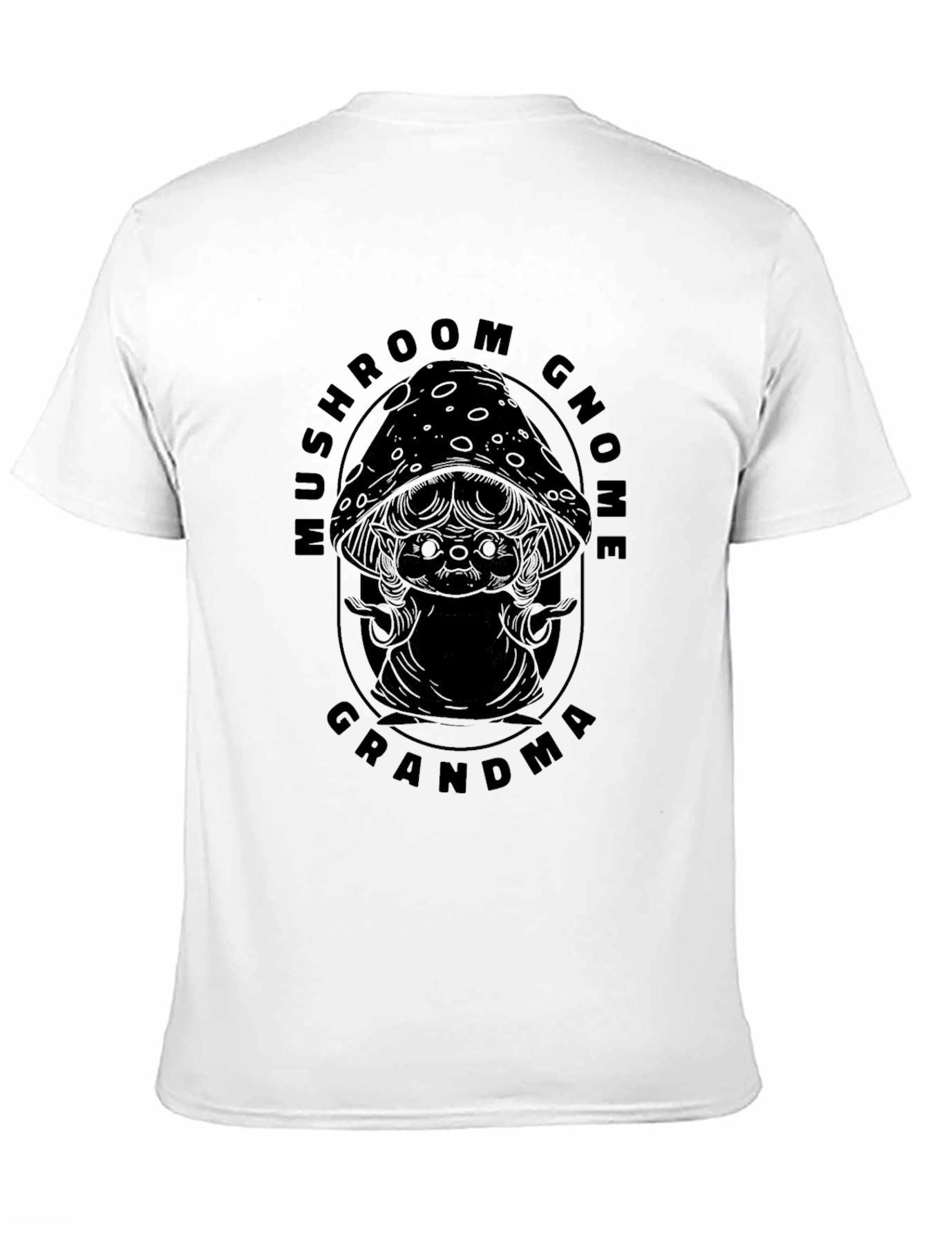 Mushroom Gnome Grandma Black Graphic Tee