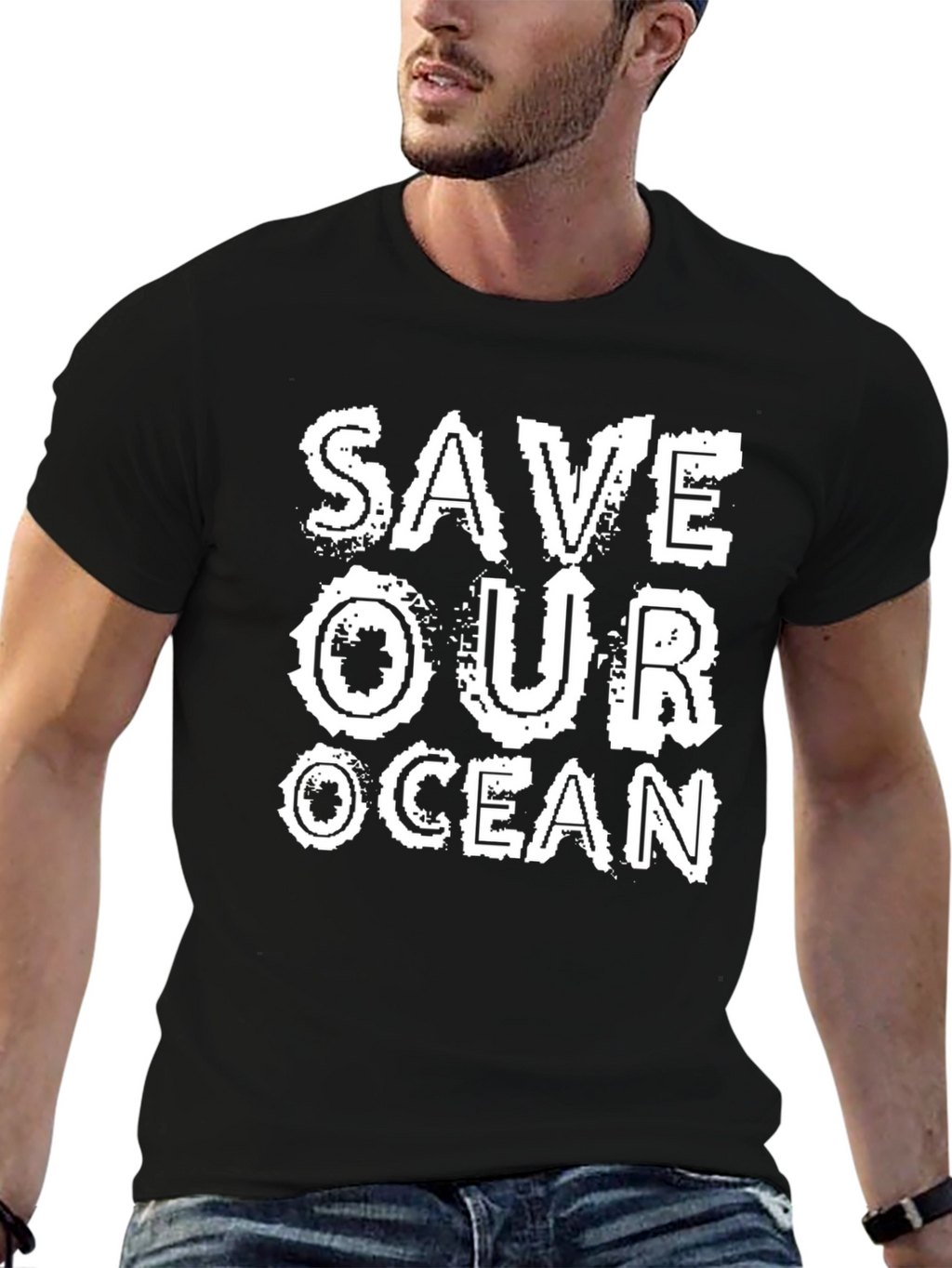 Save Our Ocean Black Graphic Print T-Shirt