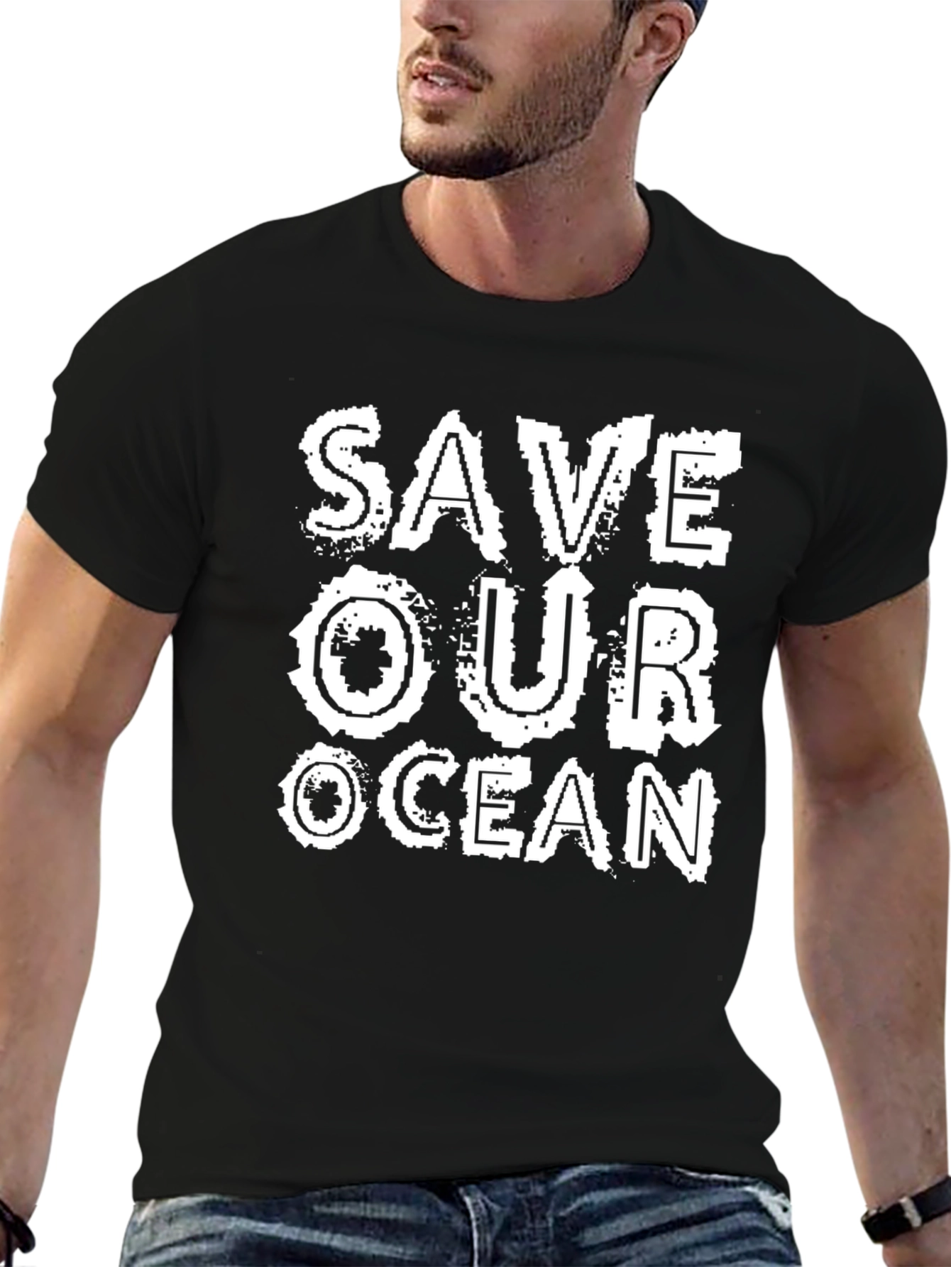 Save Our Ocean Black Graphic Print T-Shirt