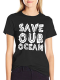 Save Our Ocean Black Graphic Print T-Shirt