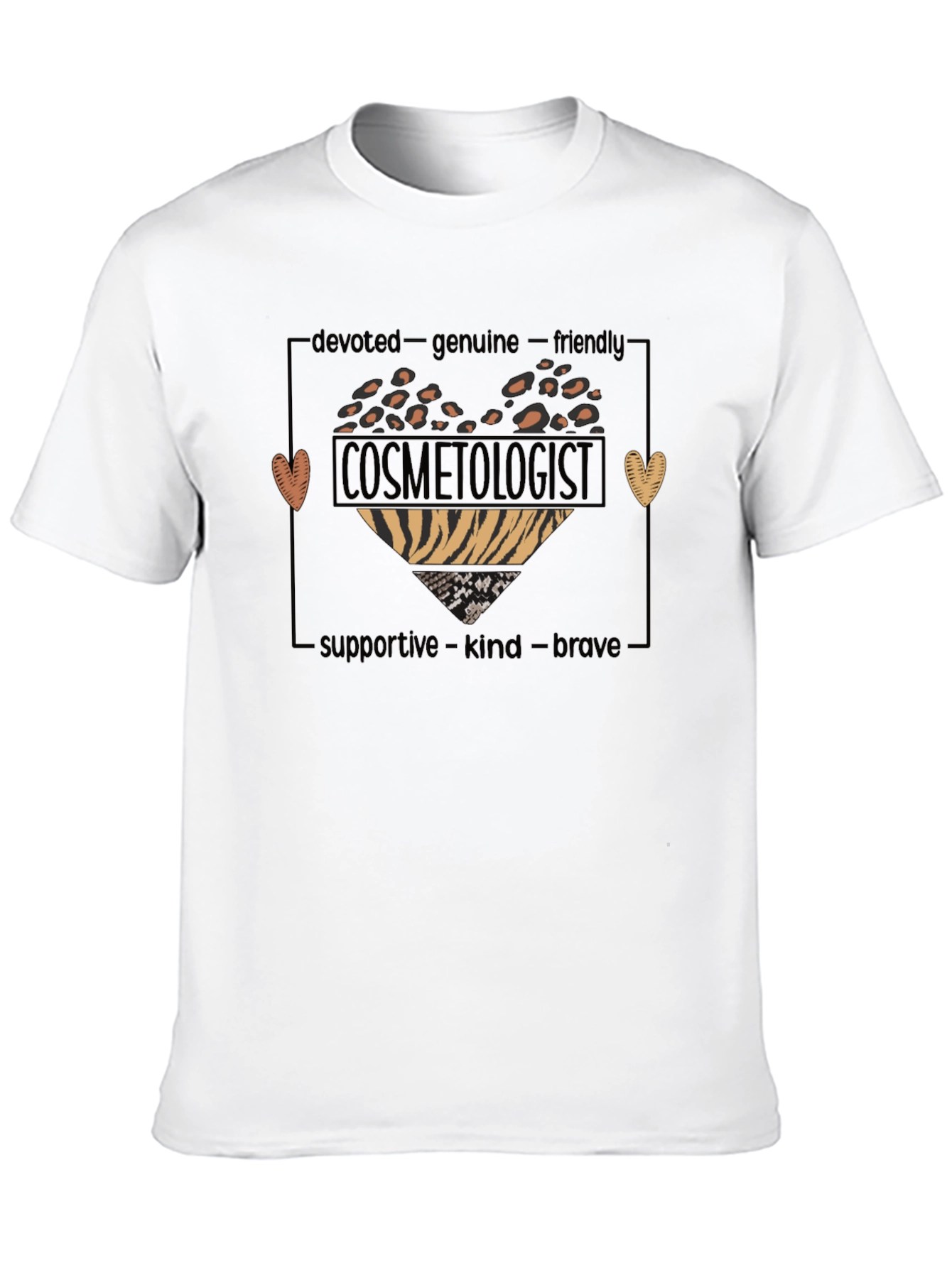 Cosmetologist Heart Graphic T-Shirt - Devoted Genuine & Friendly