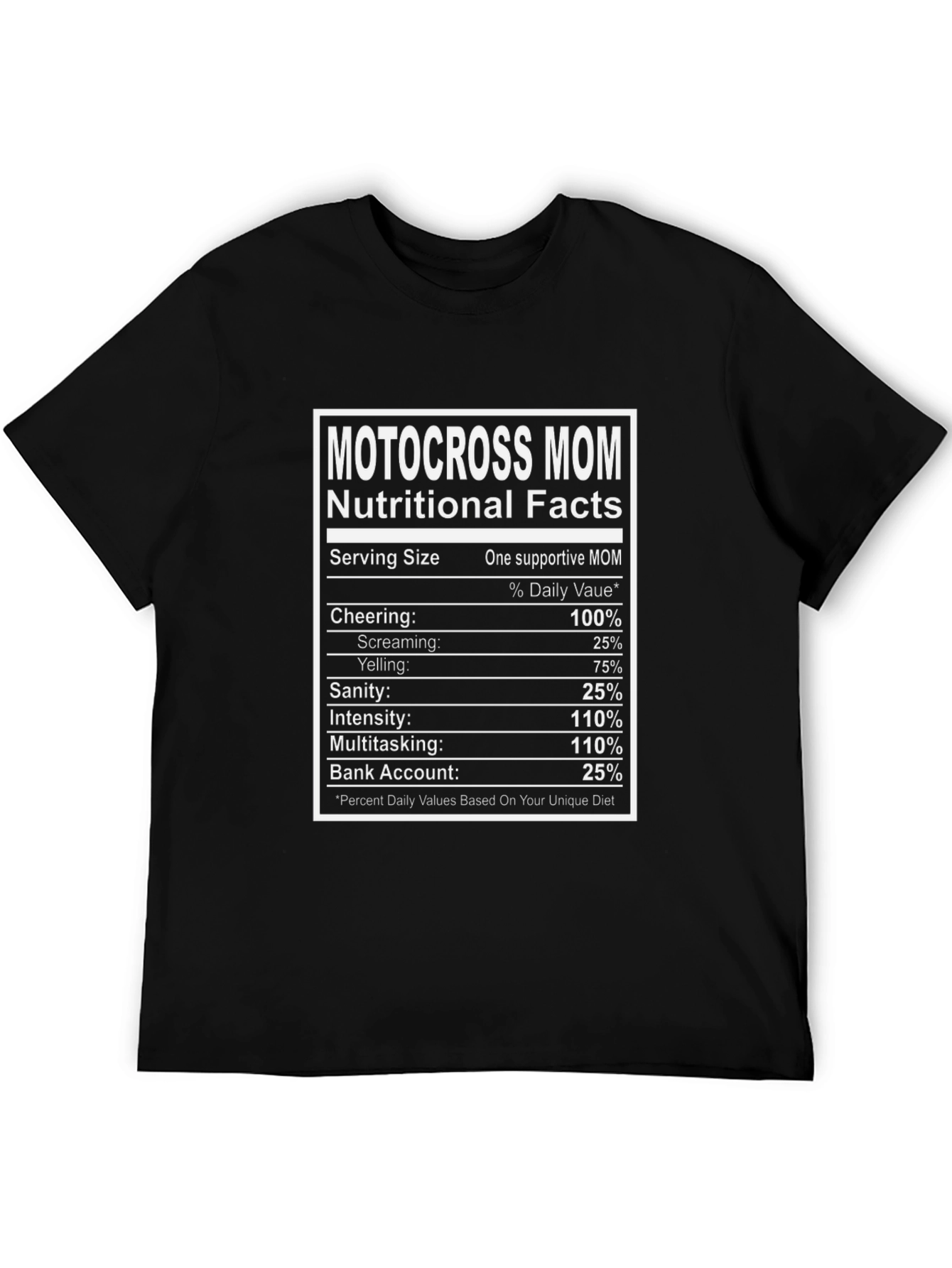 Motocross Mom Nutrition Facts Novelty Graphic T-Shirt