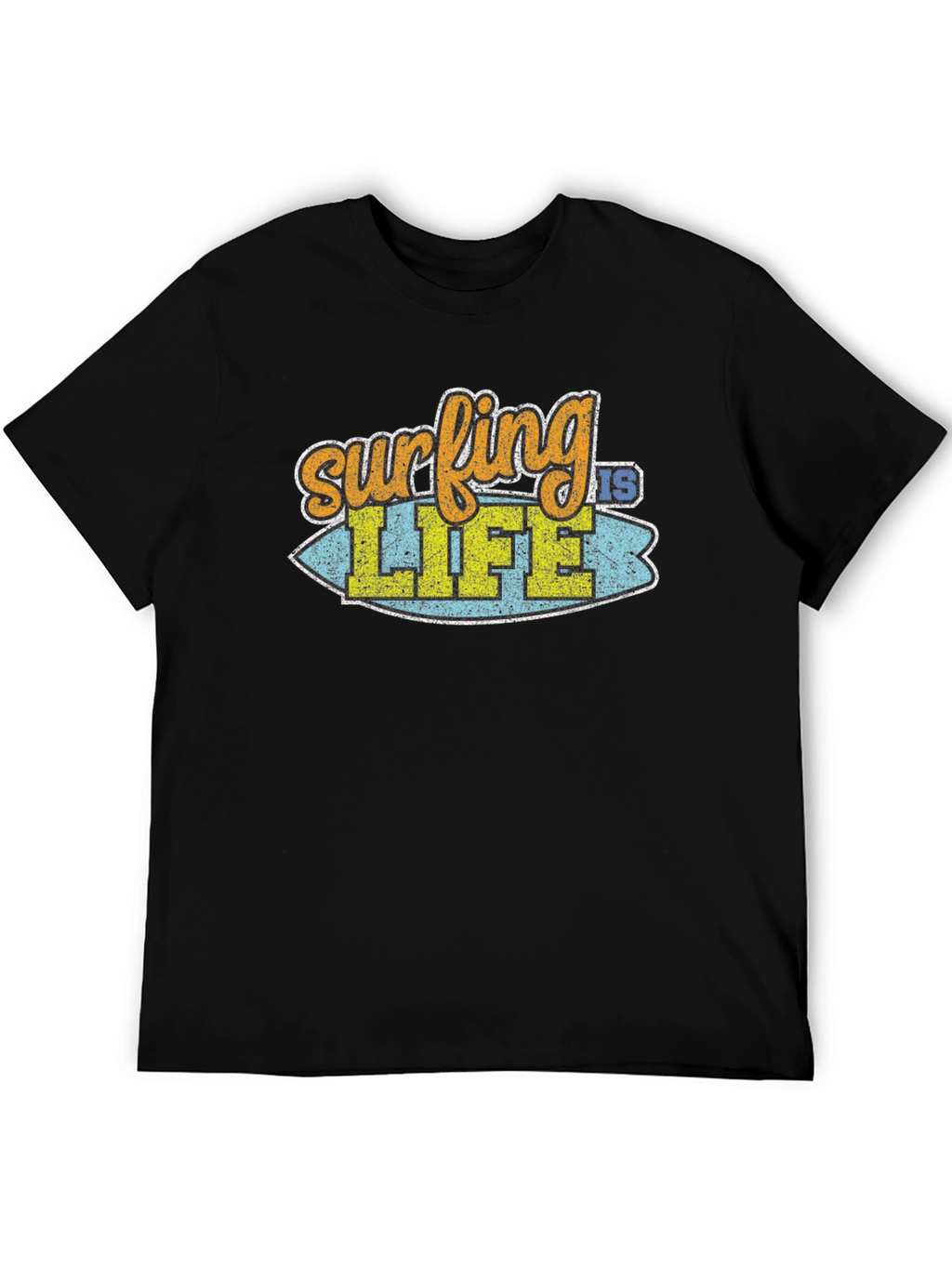 Surfing is Life Graphic Tee - Black Cotton T-Shirt