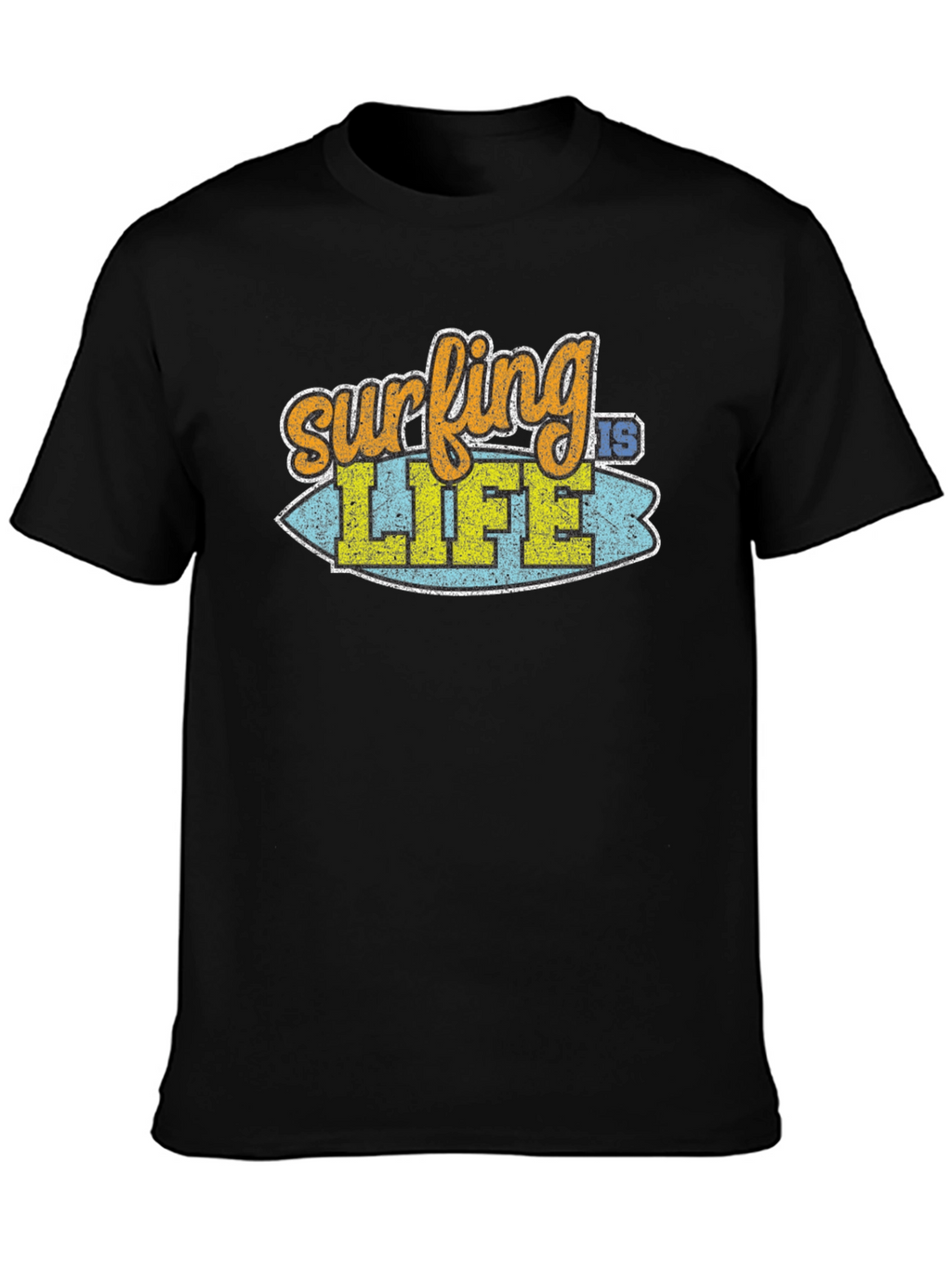 Surfing is Life Graphic Tee - Black Cotton T-Shirt