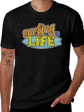 Surfing is Life Graphic Tee - Black Cotton T-Shirt