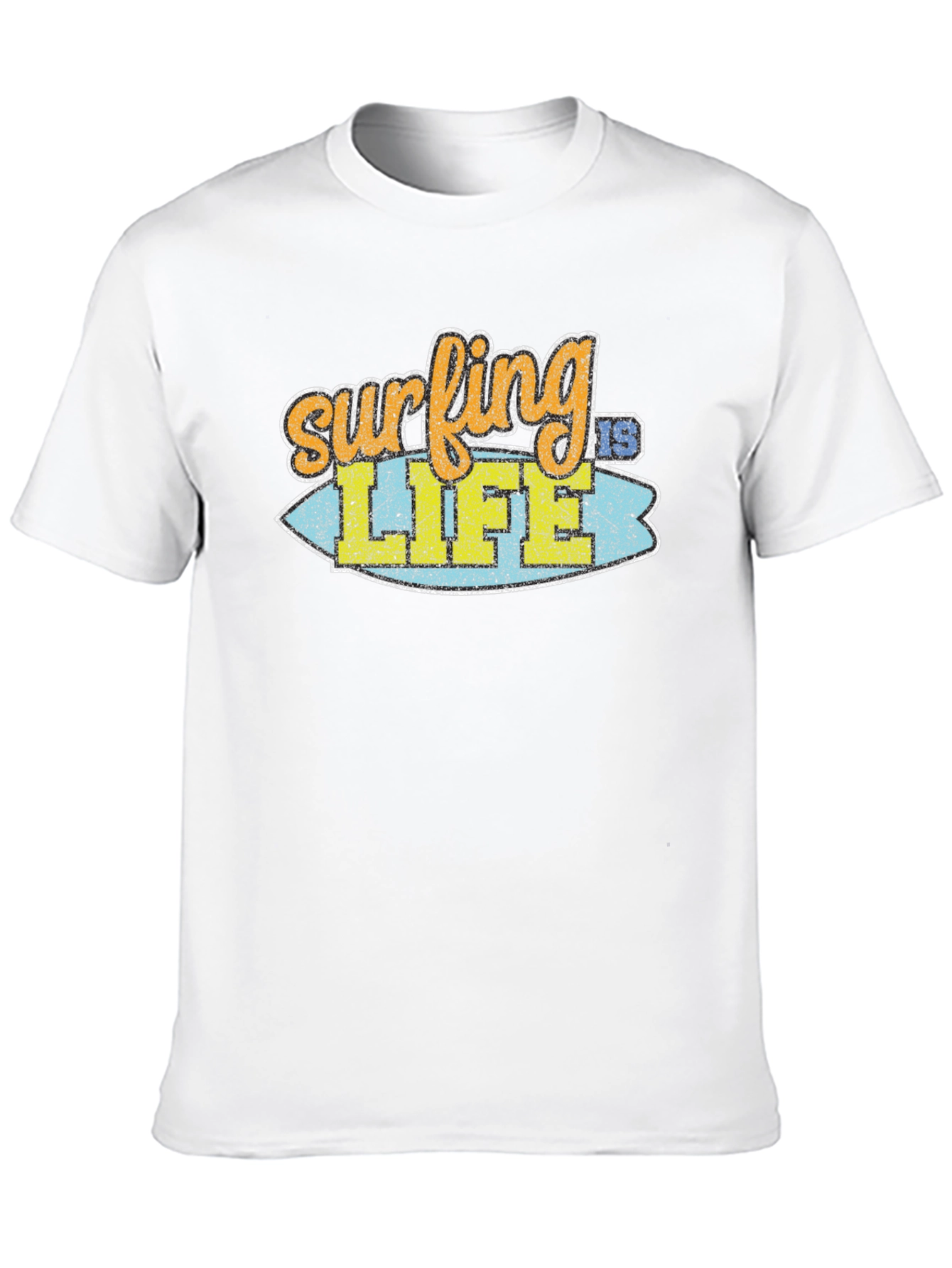 Surfing is Life Graphic Tee - Black Cotton T-Shirt