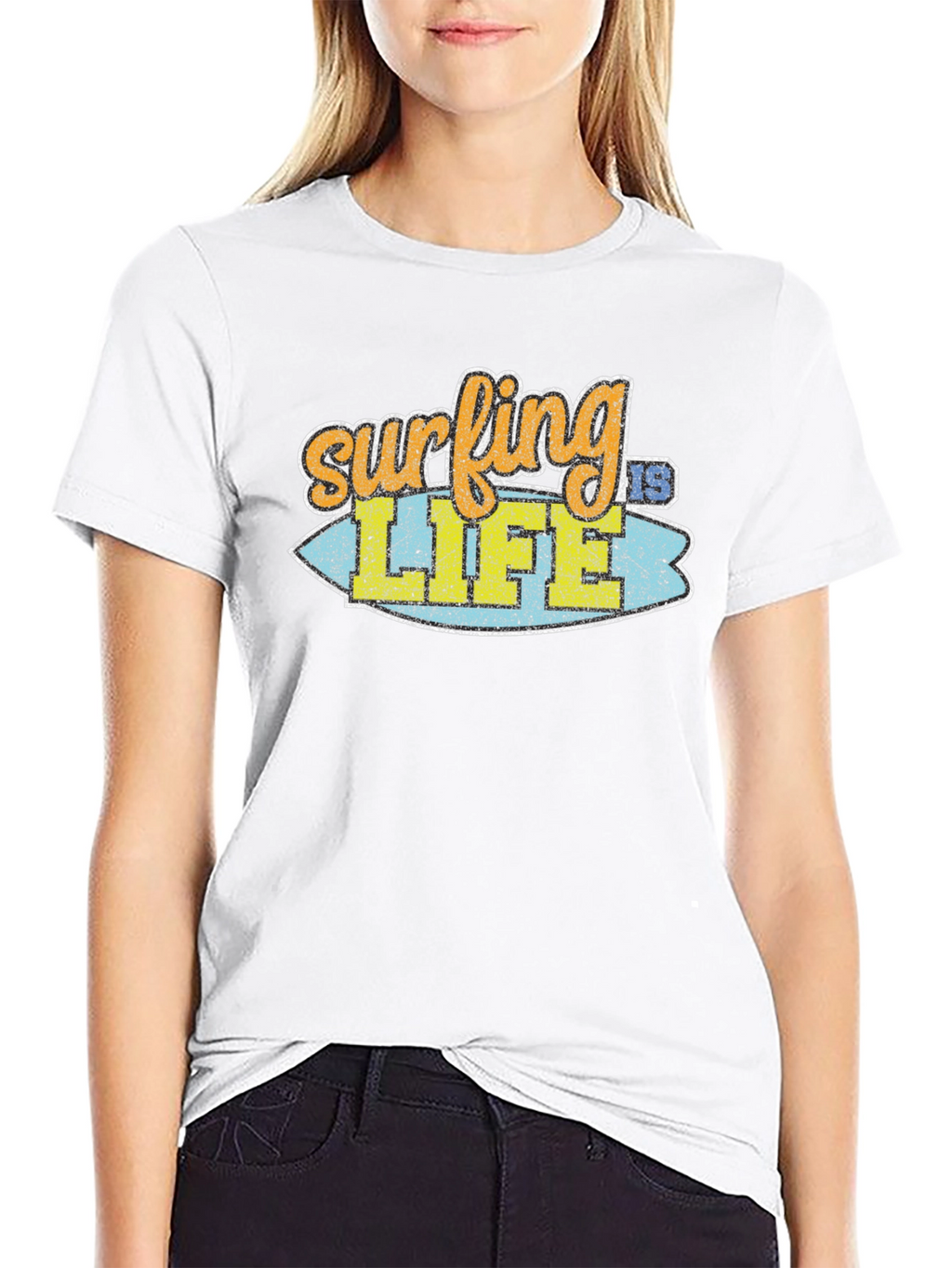 Surfing is Life Graphic Tee - Black Cotton T-Shirt