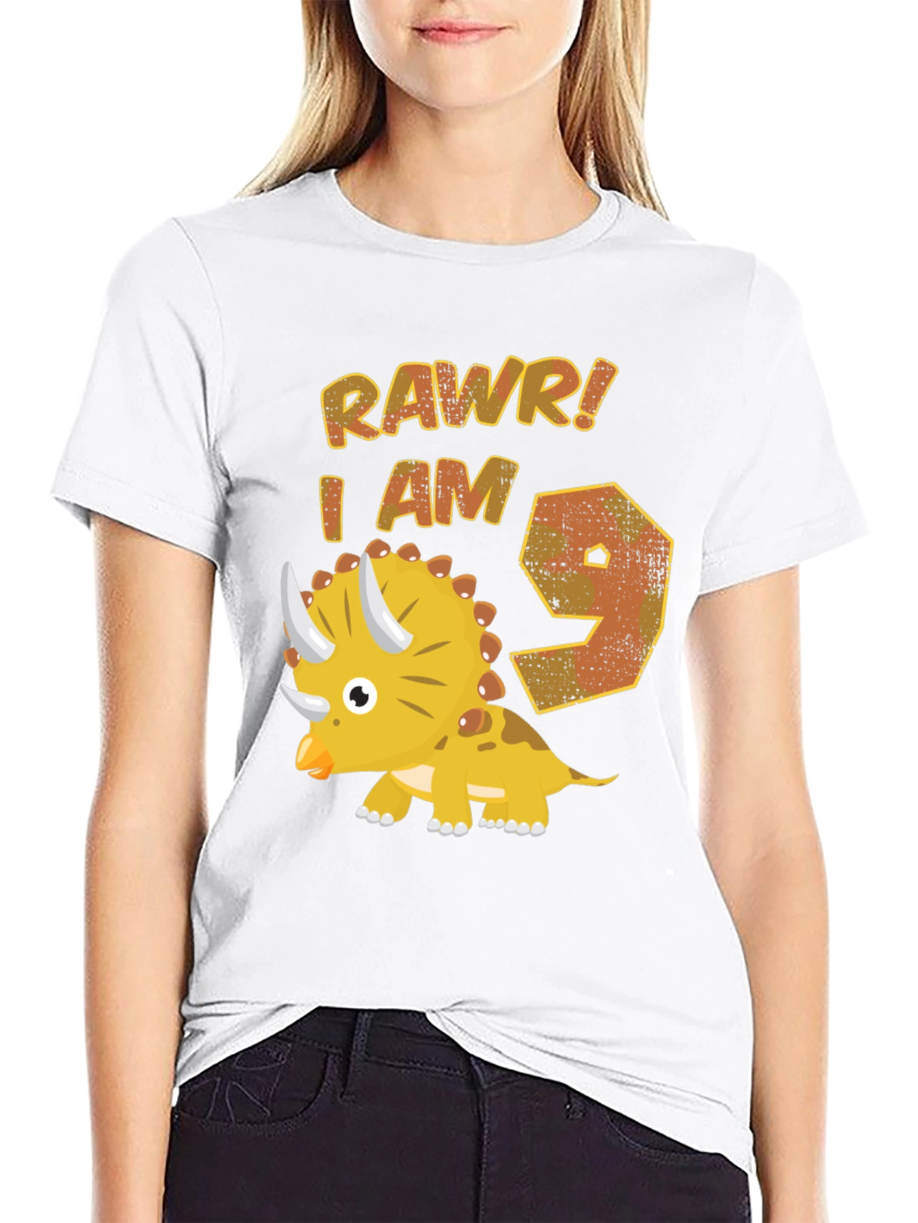 RAWR! I AM 9 Dinosaur Birthday T-Shirt