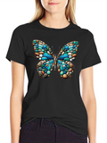 Butterfly Stone Pattern Black T-Shirt