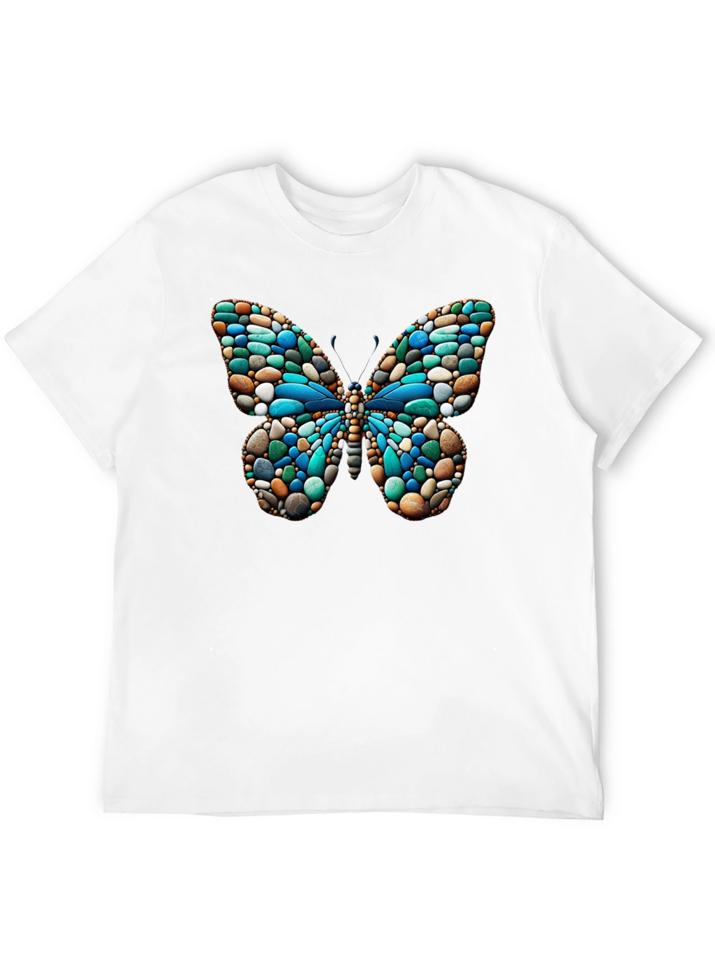 Butterfly Stone Pattern Black T-Shirt