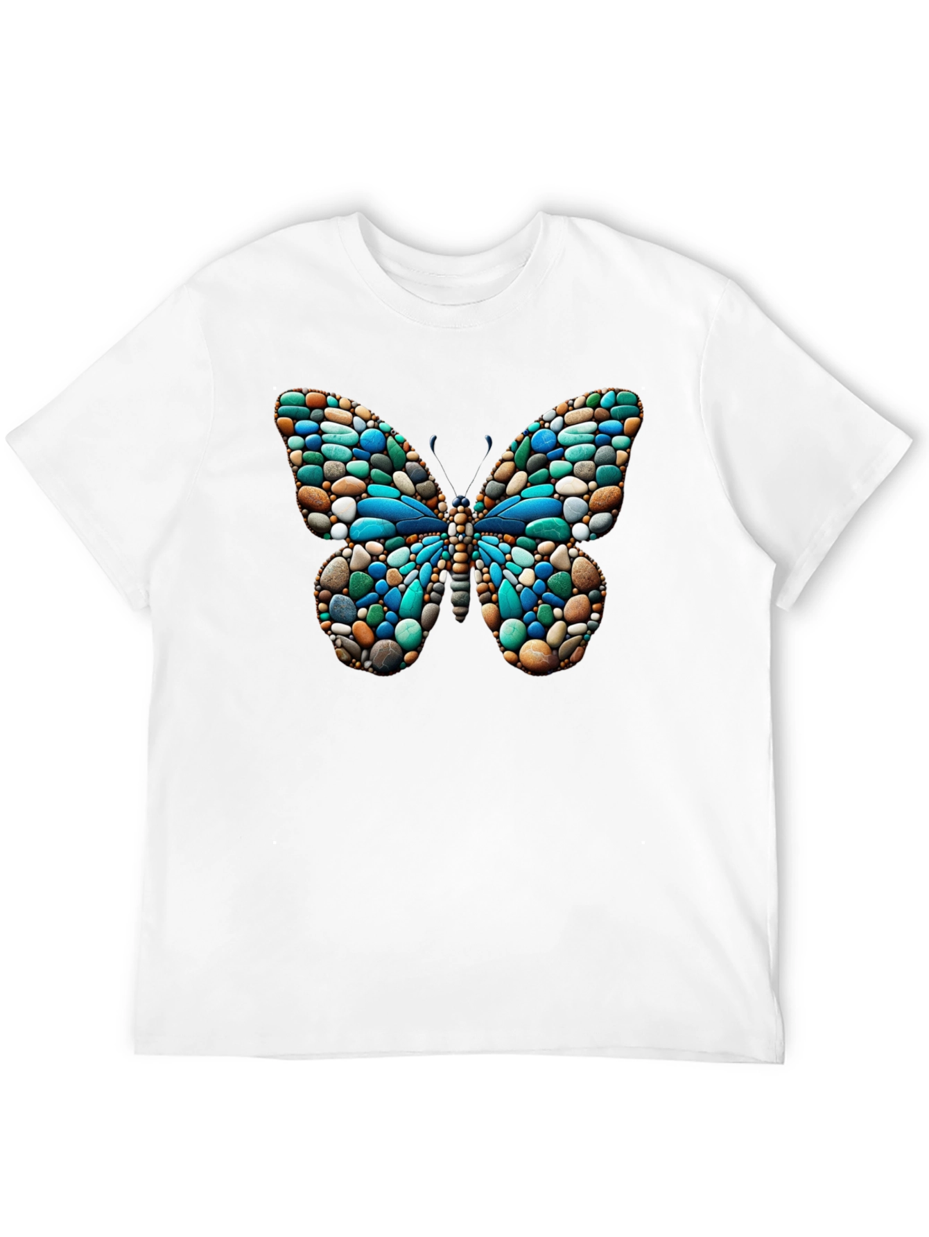 Butterfly Stone Pattern Black T-Shirt