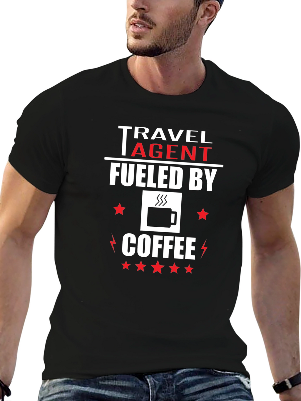 Travel Agent Fueled by Coffee Graphic T-Shirt