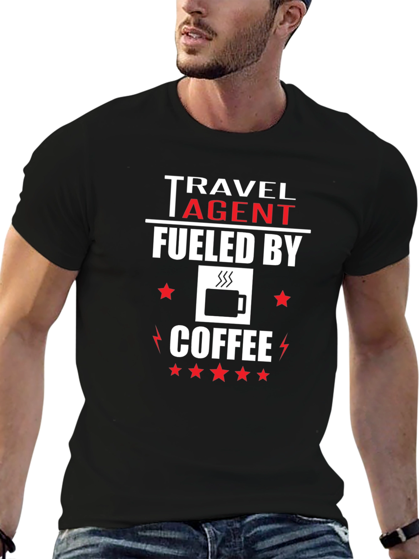 Travel Agent Fueled by Coffee Graphic T-Shirt
