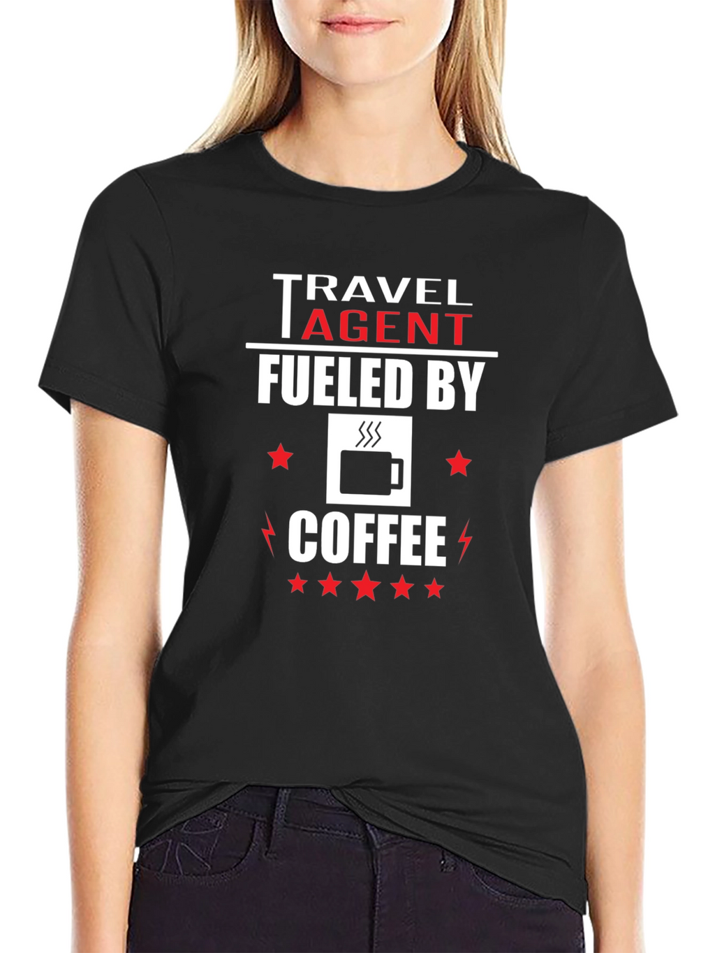 Travel Agent Fueled by Coffee Graphic T-Shirt