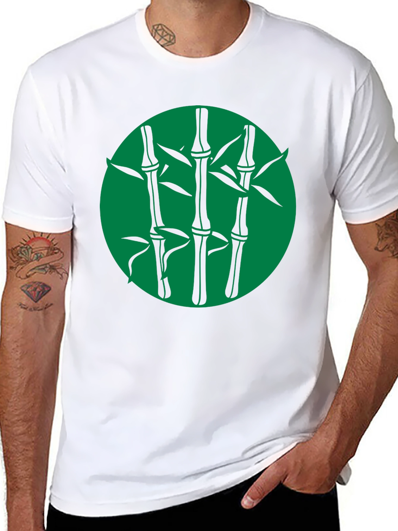 Bamboo Graphic Print Black T-Shirt