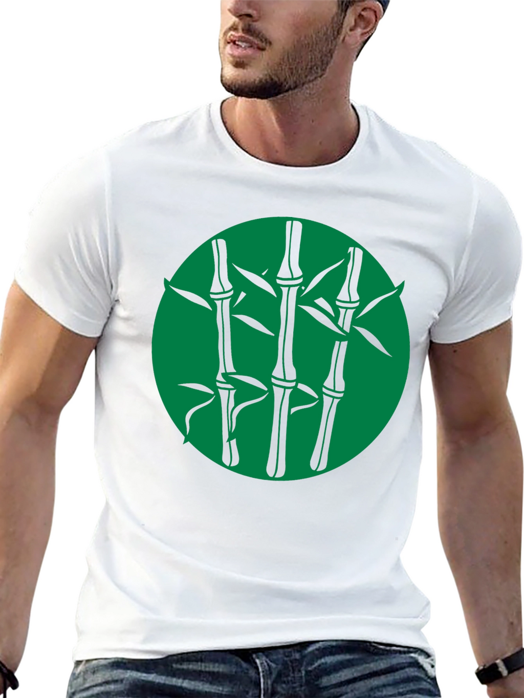Bamboo Graphic Print Black T-Shirt