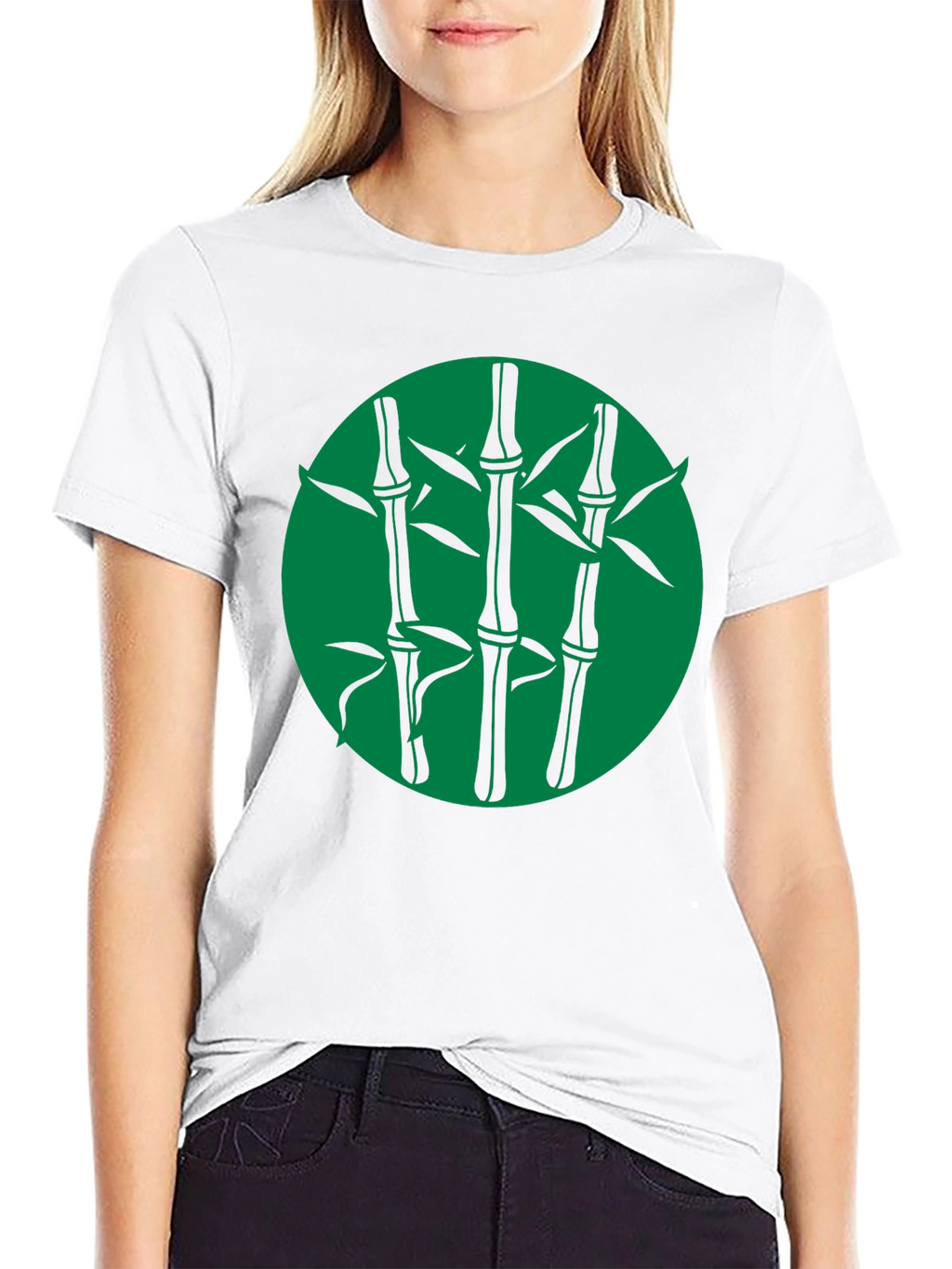 Bamboo Graphic Print Black T-Shirt