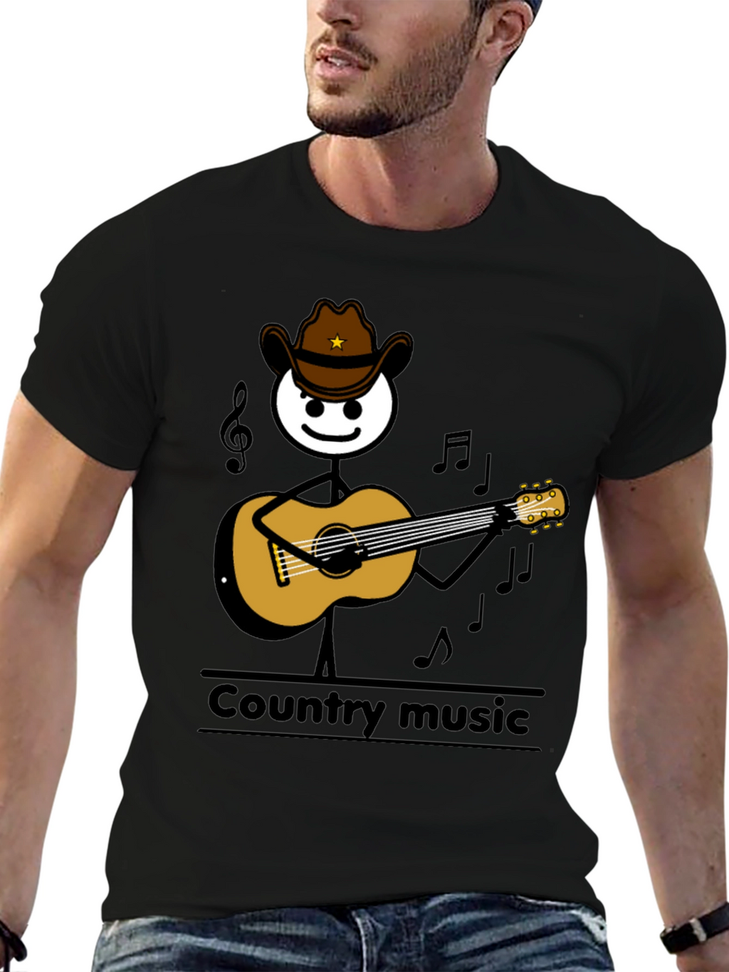 Country Music Stick Figure Guitarist T-Shirt