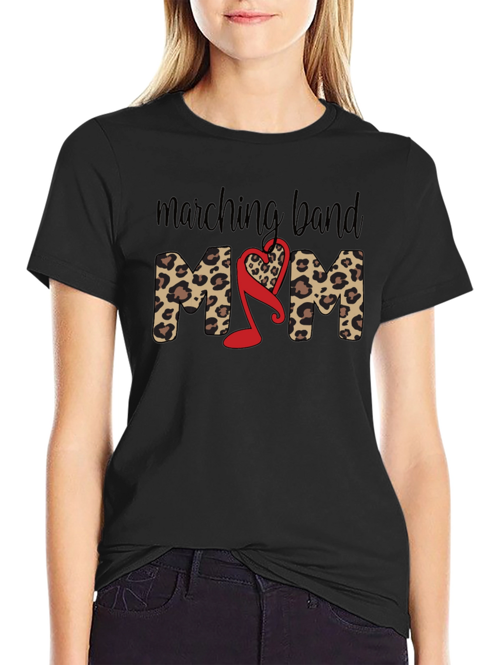 Marching Band Mom Leopard Print T-Shirt