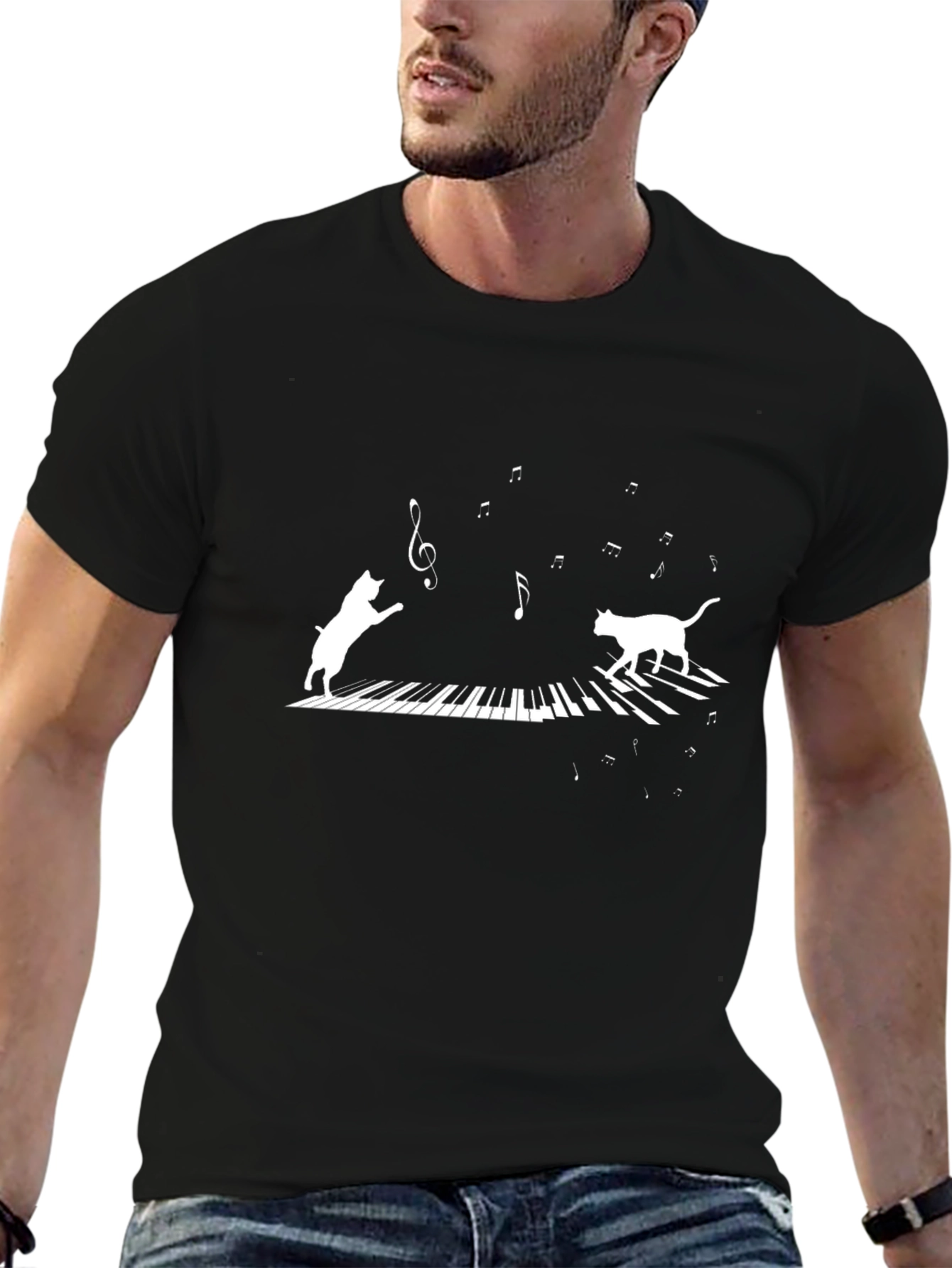 Musical Cats Piano Graphic T-Shirt