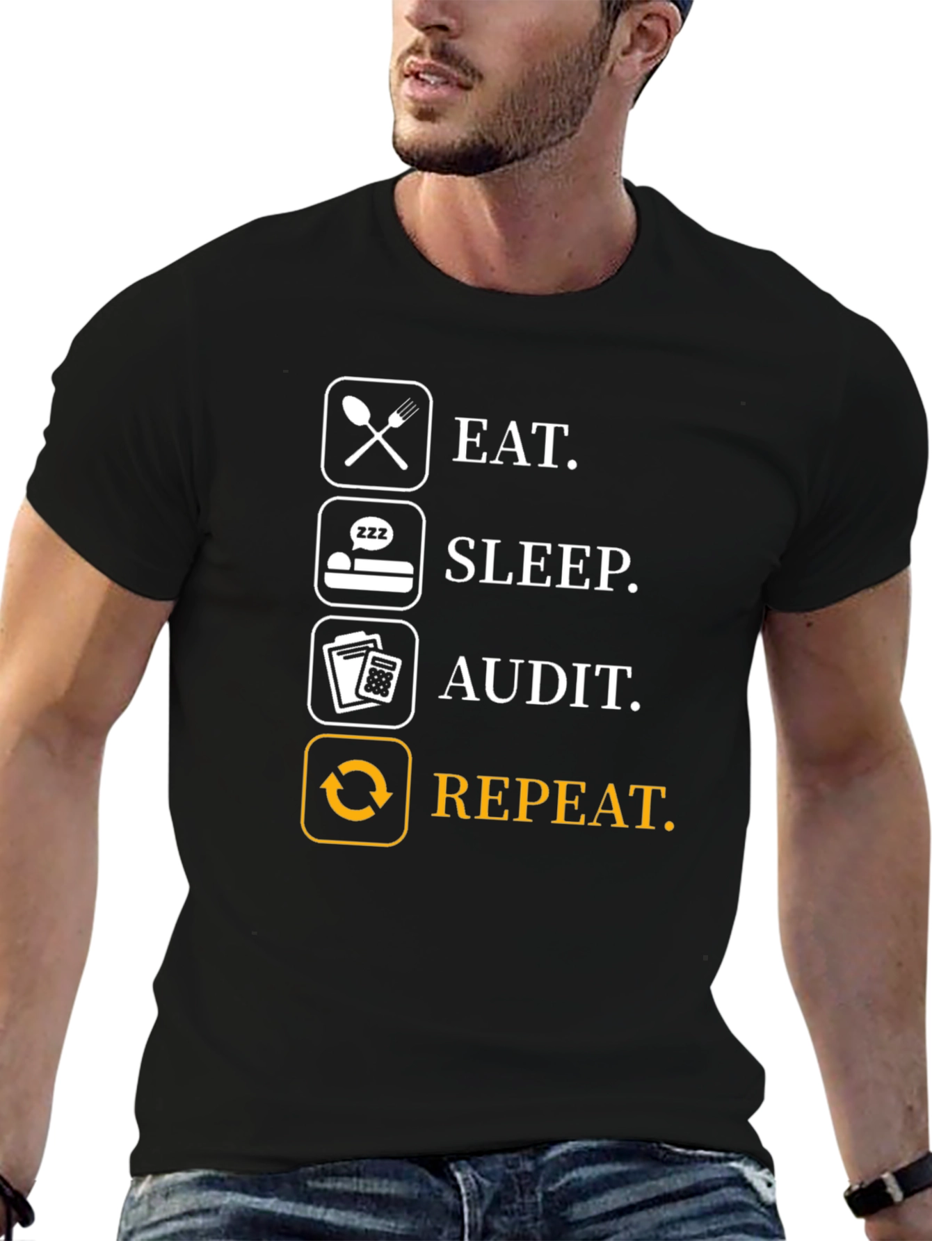 Eat Sleep Audit Repeat T-Shirt - Funny Accountant Gift