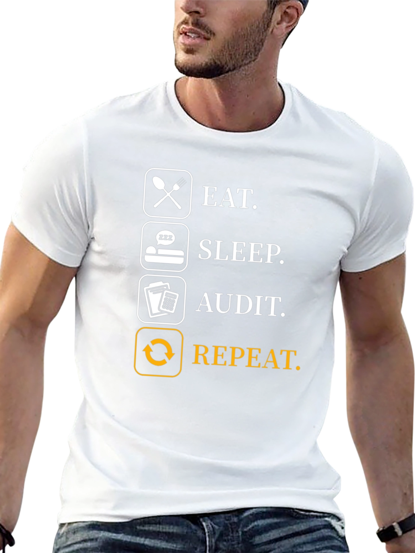 Eat Sleep Audit Repeat T-Shirt - Funny Accountant Gift