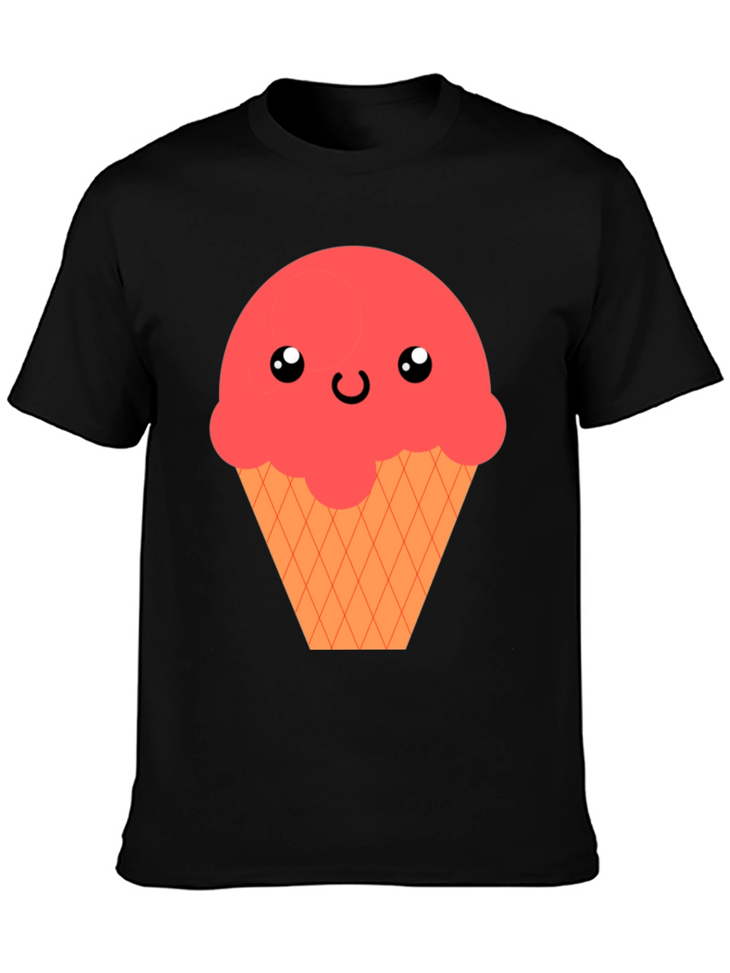 Kawaii Ice Cream Graphic T-Shirt - Black