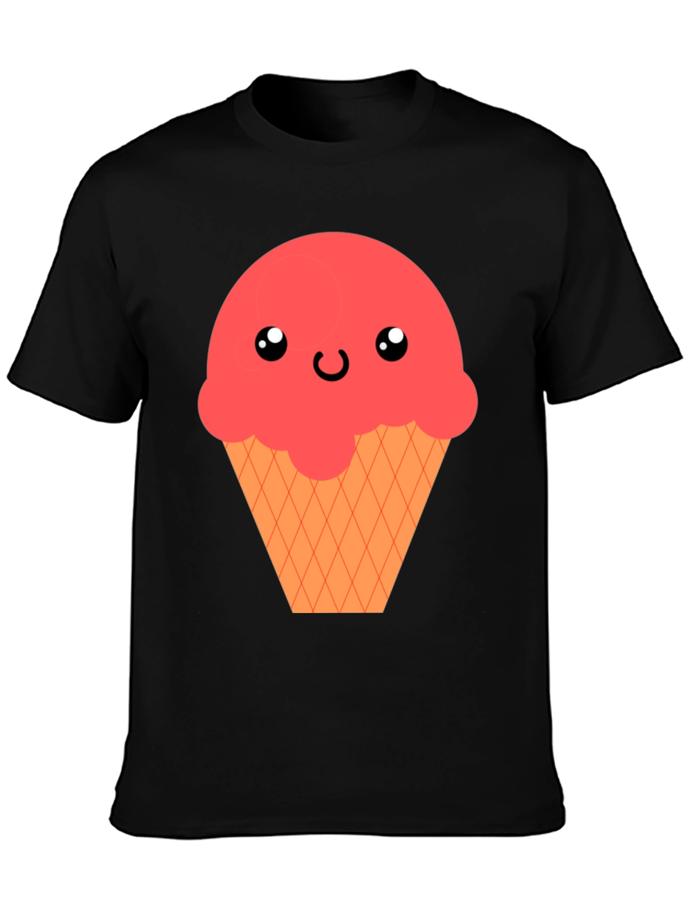Kawaii Ice Cream Graphic T-Shirt - Black