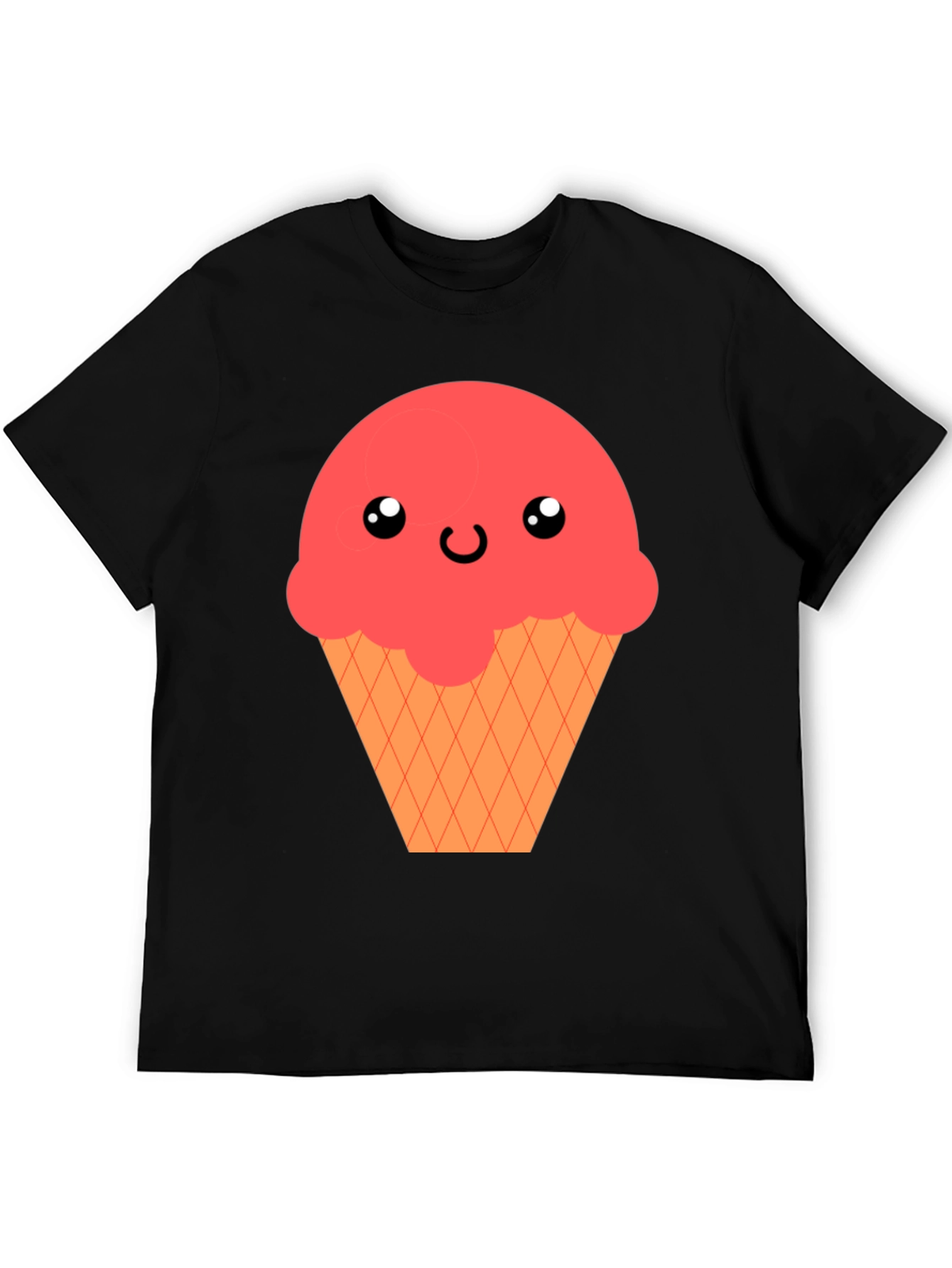 Kawaii Ice Cream Graphic T-Shirt - Black