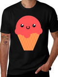 Kawaii Ice Cream Graphic T-Shirt - Black