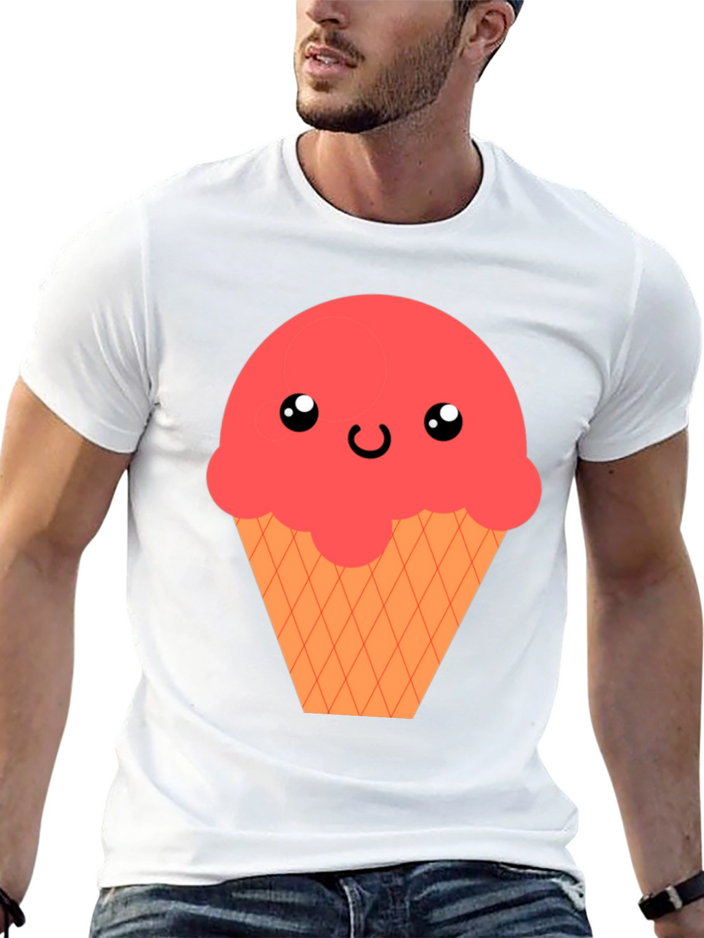 Kawaii Ice Cream Graphic T-Shirt - Black