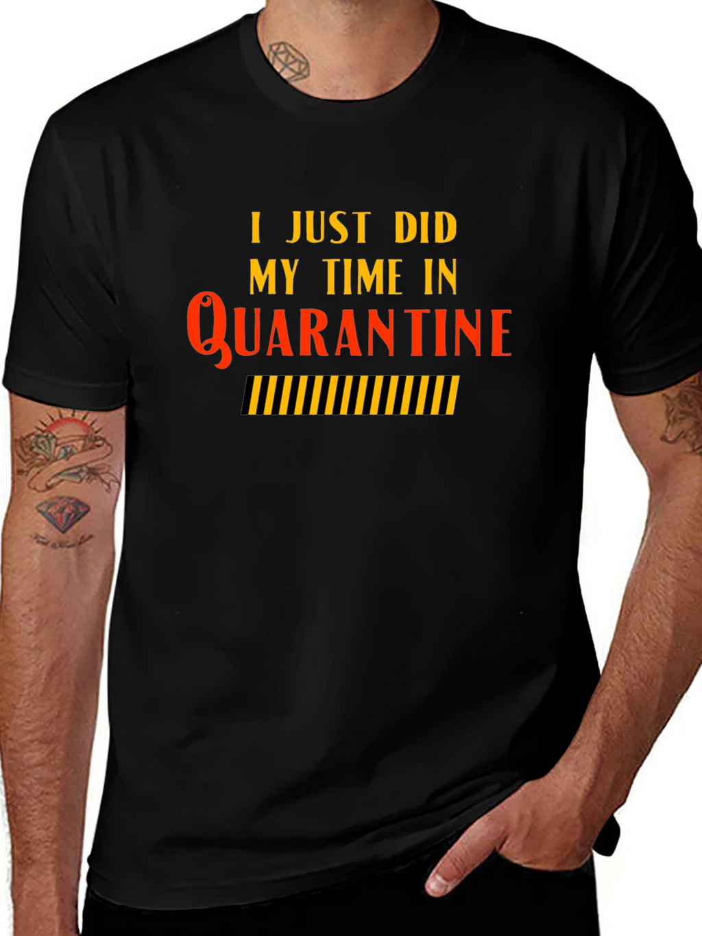 Quarantine Time Black T-Shirt - Novelty Graphic Tee