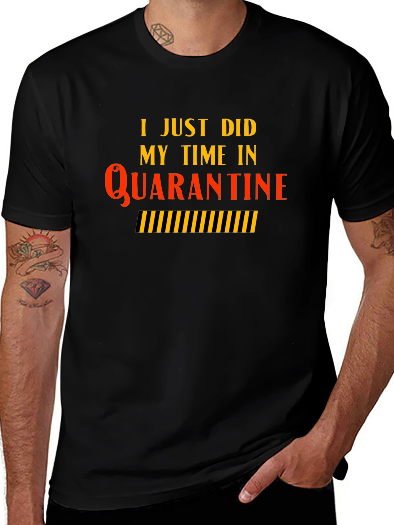 Quarantine Time Black T-Shirt - Novelty Graphic Tee