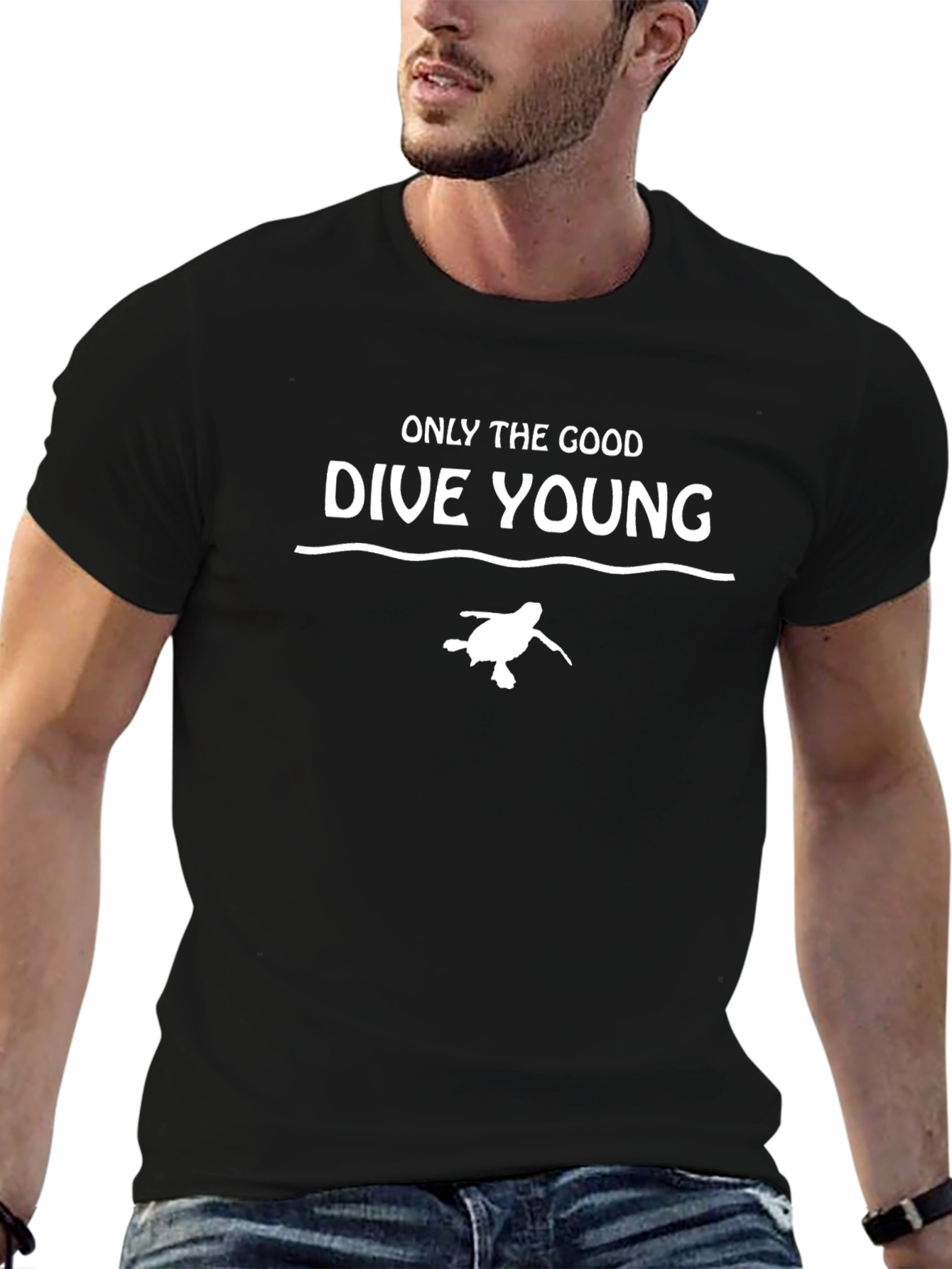 Dive Young Graphic T-Shirt - Black Cotton Blend