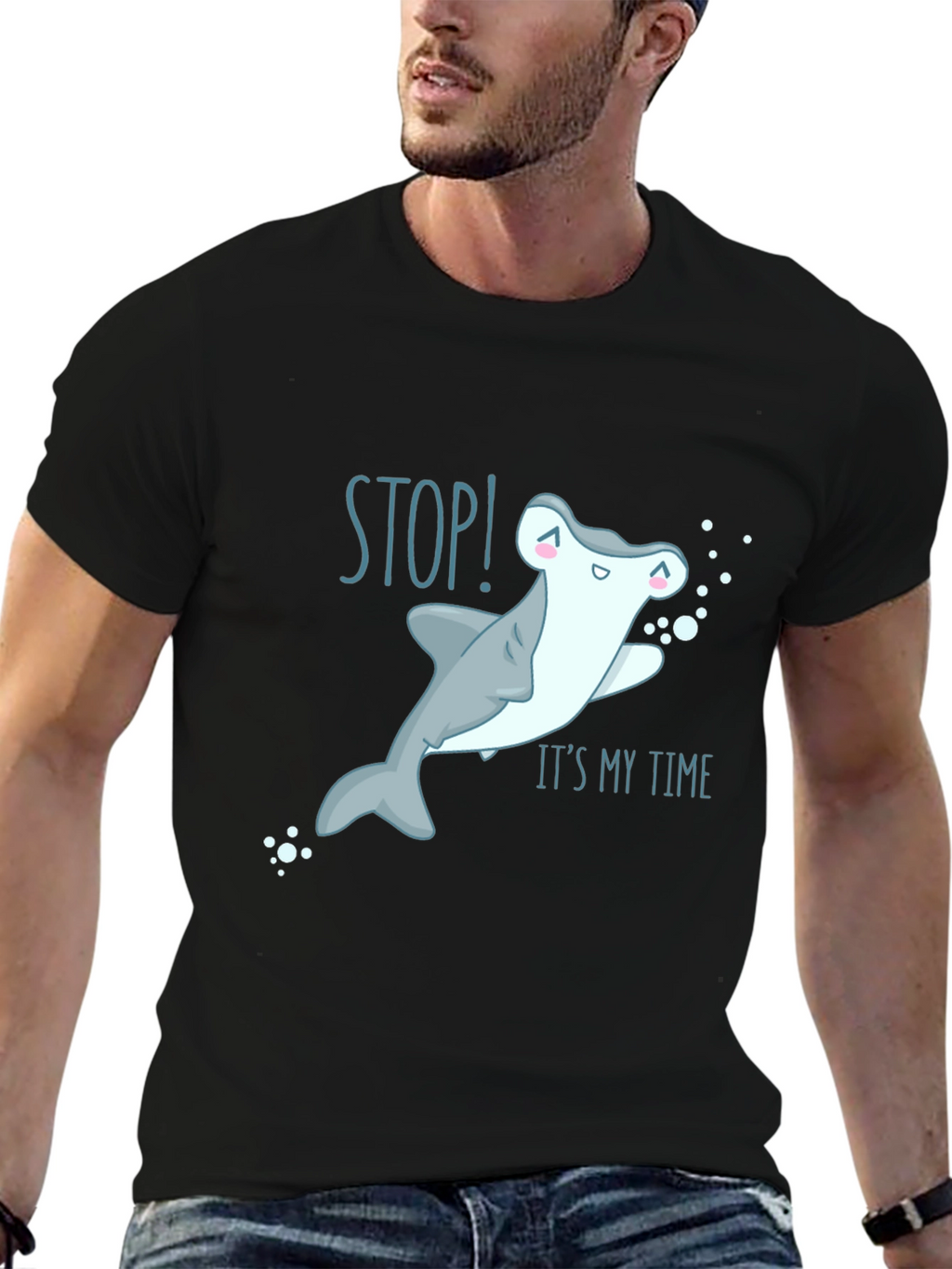 Stop! Its My Time Cute Shark Graphic T-Shirt
