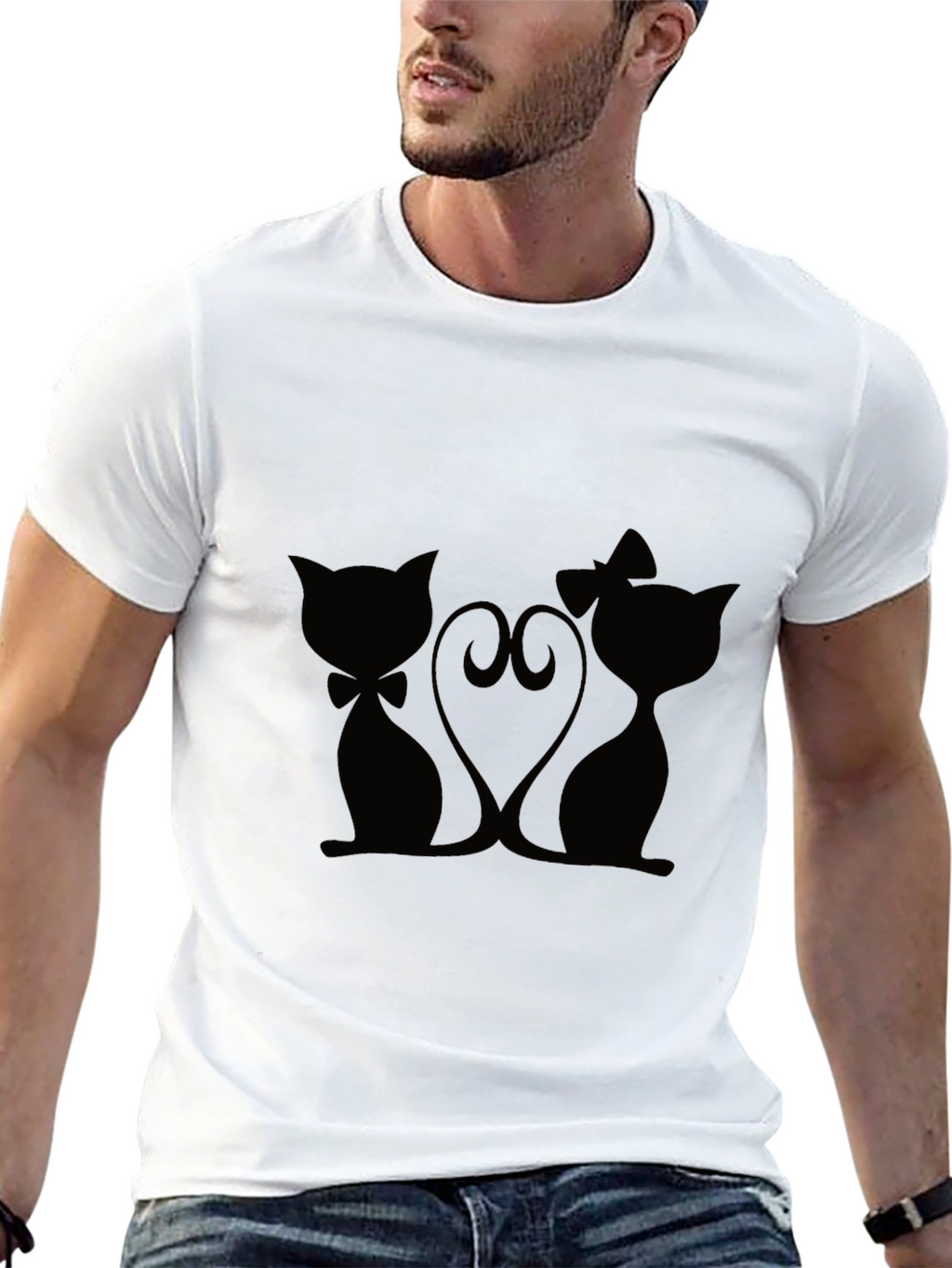 Cute Cats Love T-Shirt - Black