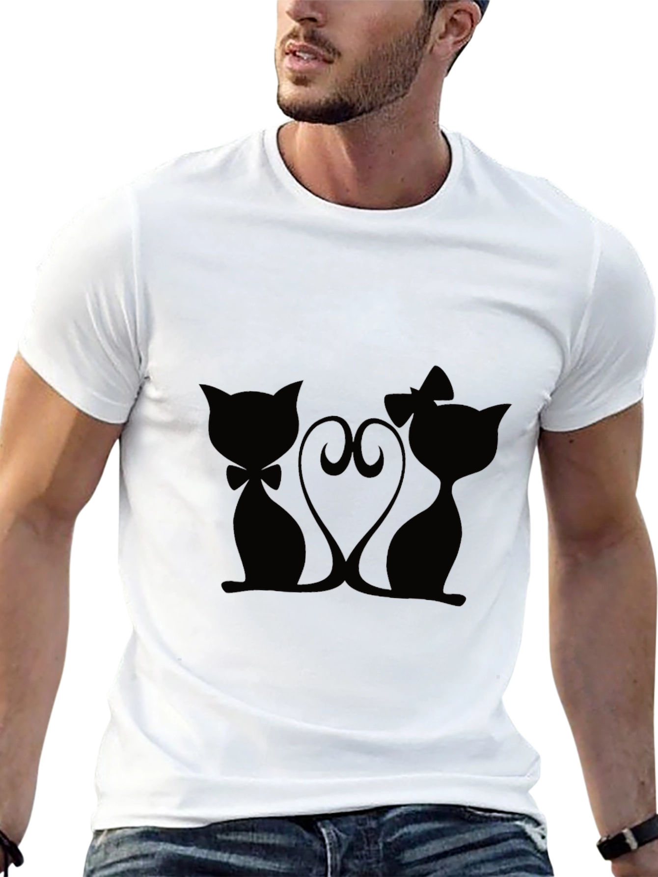 Cute Cats Love T-Shirt - Black