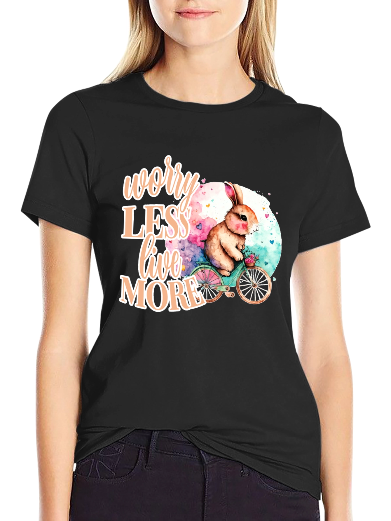 Worry Less Live More Bunny Graphic Tee