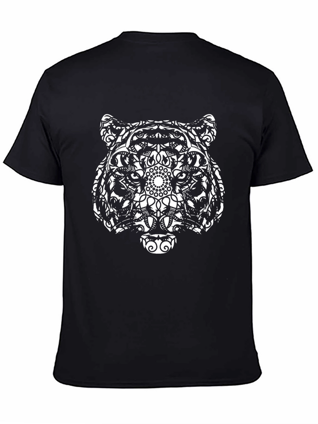 Tiger Mandala Graphic Tee - Black Cotton T-Shirt