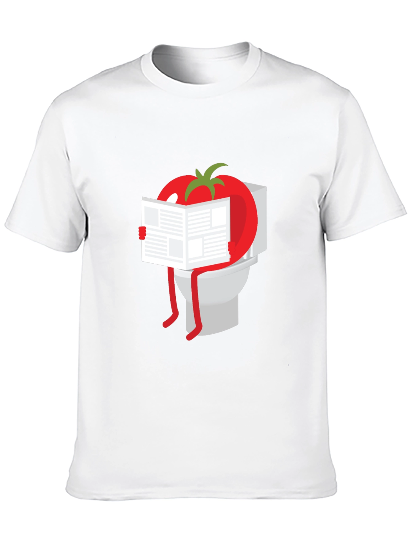 Tomato Reading Newspaper On Toilet Humor T-Shirt