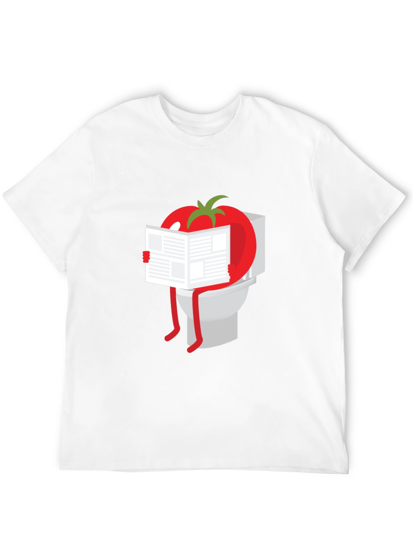 Tomato Reading Newspaper On Toilet Humor T-Shirt