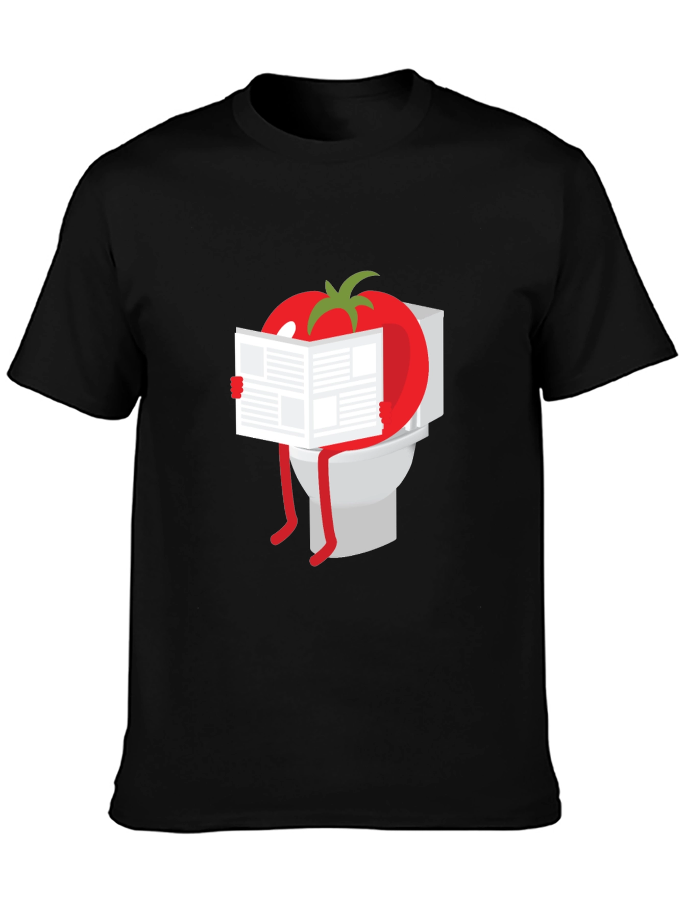 Tomato Reading Newspaper On Toilet Humor T-Shirt